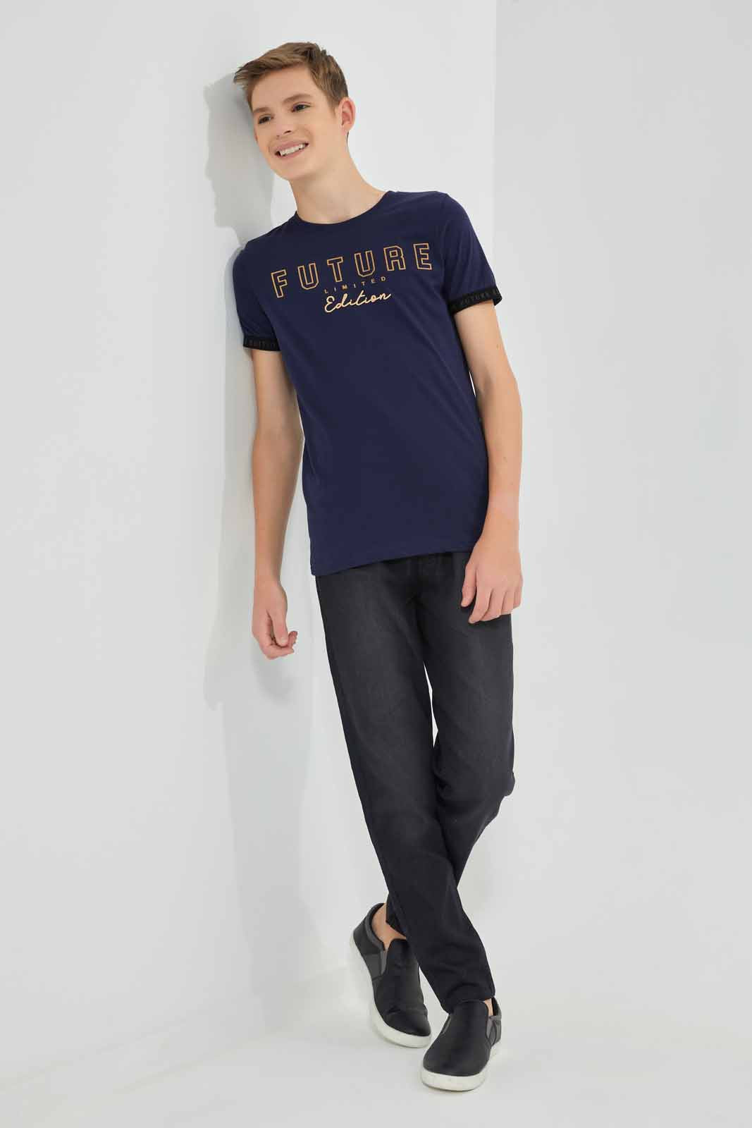 Redtag-Navy-Future-Limited-Edition-T-Shirt-BSR-T-Shirts,-Category:T-Shirts,-Colour:Navy,-Deals:New-In,-Festive,-Filter:Senior-Boys-(9-to-14-Yrs),-New-In-BSR-APL,-Non-Sale,-Section:Boys-(0-to-14Yrs),-W22O-Senior-Boys-9 to 14 Years