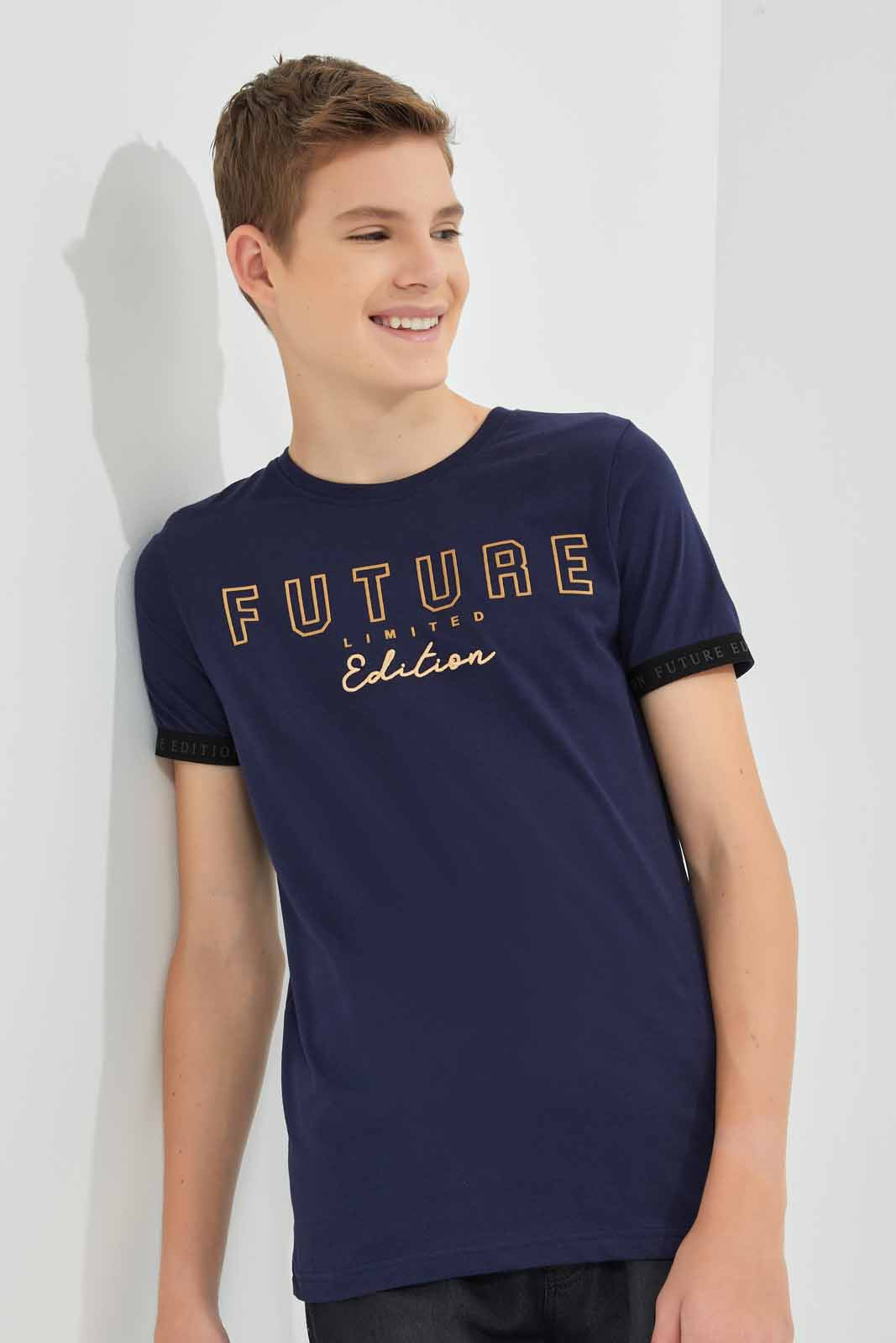 Redtag-Navy-Future-Limited-Edition-T-Shirt-BSR-T-Shirts,-Category:T-Shirts,-Colour:Navy,-Deals:New-In,-Festive,-Filter:Senior-Boys-(9-to-14-Yrs),-New-In-BSR-APL,-Non-Sale,-Section:Boys-(0-to-14Yrs),-W22O-Senior-Boys-9 to 14 Years
