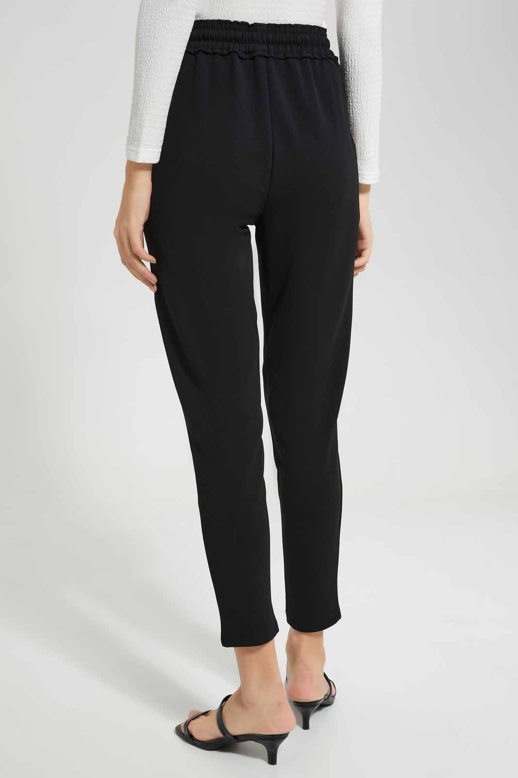 Redtag-Black-Tapered-Leg-Elasticated-Waist-Pant-Category:Trousers,-Colour:Black,-Deals:New-In,-Filter:Women's-Clothing,-KSH,-New-In-Women-APL,-Non-Sale,-Section:Women,-W22O,-Women-Trousers-Women's-