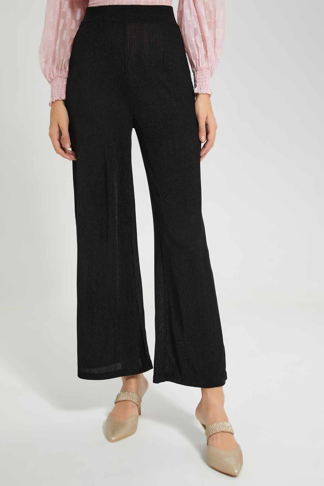 Redtag-Black-Wide-Leg-Elaticated-Waist-Trouser-Category:Trousers,-Colour:Black,-Deals:New-In,-Filter:Women's-Clothing,-New-In-Women-APL,-Non-Sale,-Section:Women,-W22O,-Women-Trousers-Women's-
