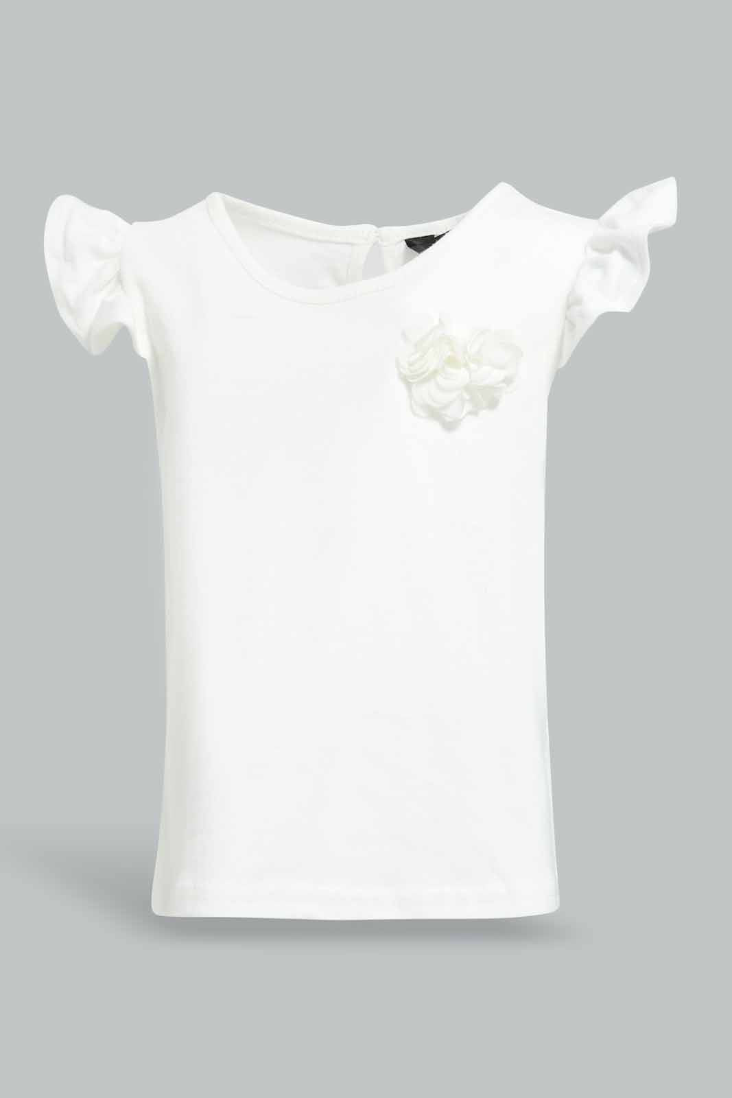 Redtag-White-Applique-Neck-Top-With-Pink-Mesh-Skirt-Category:Sets,-Colour:Apricot,-Deals:New-In,-EID,-Filter:Infant-Girls-(3-to-24-Mths),-ING-Sets,-New-In-ING-APL,-Non-Sale,-Section:Girls-(0-to-14Yrs),-W22O-Infant-Girls-3 to 24 Months