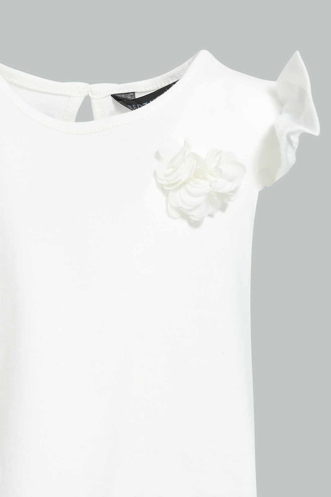 Redtag-White-Applique-Neck-Top-With-Pink-Mesh-Skirt-Category:Sets,-Colour:Apricot,-Deals:New-In,-EID,-Filter:Infant-Girls-(3-to-24-Mths),-ING-Sets,-New-In-ING-APL,-Non-Sale,-Section:Girls-(0-to-14Yrs),-W22O-Infant-Girls-3 to 24 Months