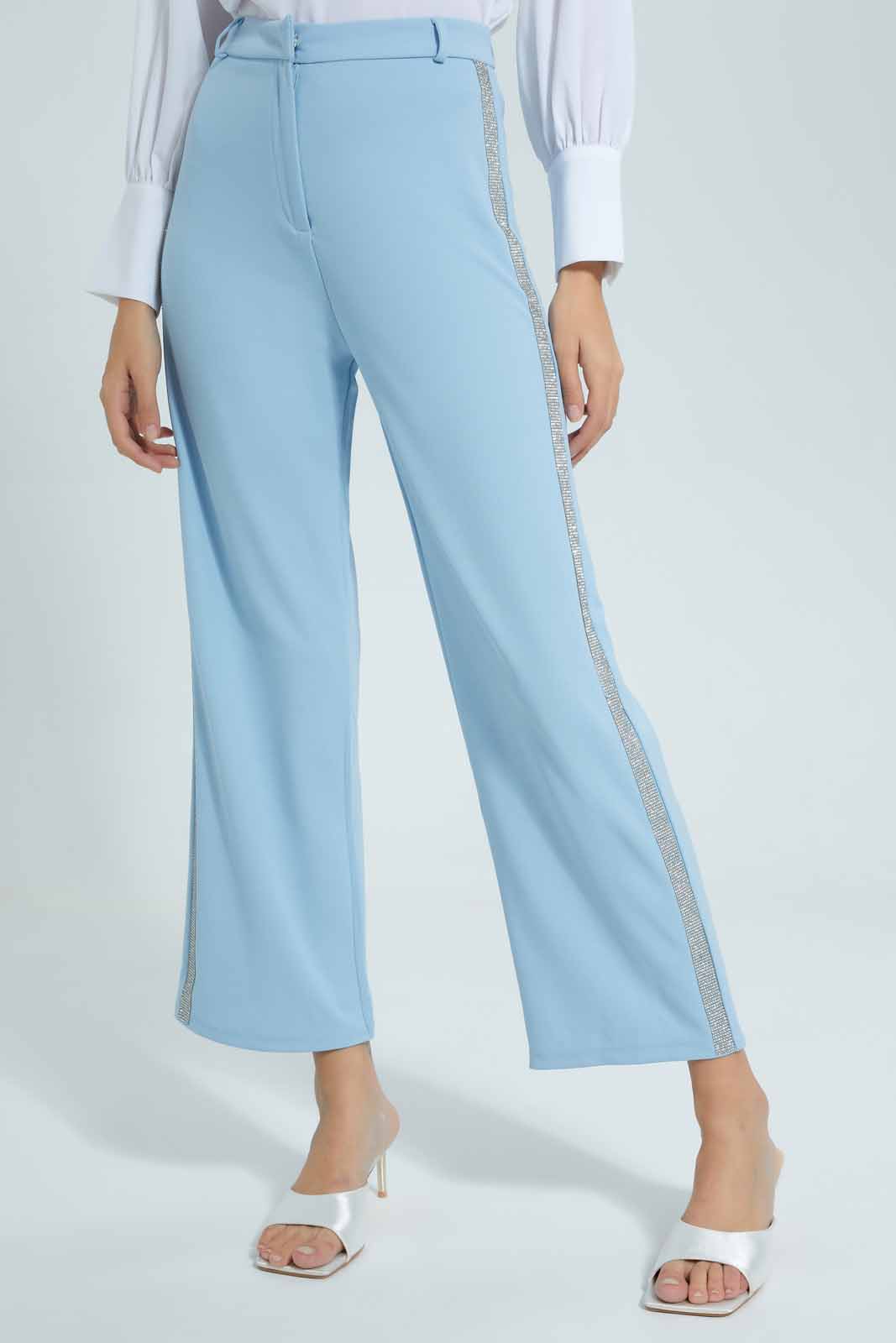 Redtag-Blue-Wide-Legged-Trouser-With-Sequences-On-The-Side-Category:Trousers,-Colour:Blue,-Deals:New-In,-EID,-Filter:Women's-Clothing,-New-In-Women-APL,-Non-Sale,-Section:Women,-W22O,-Women-Trousers-Women's-