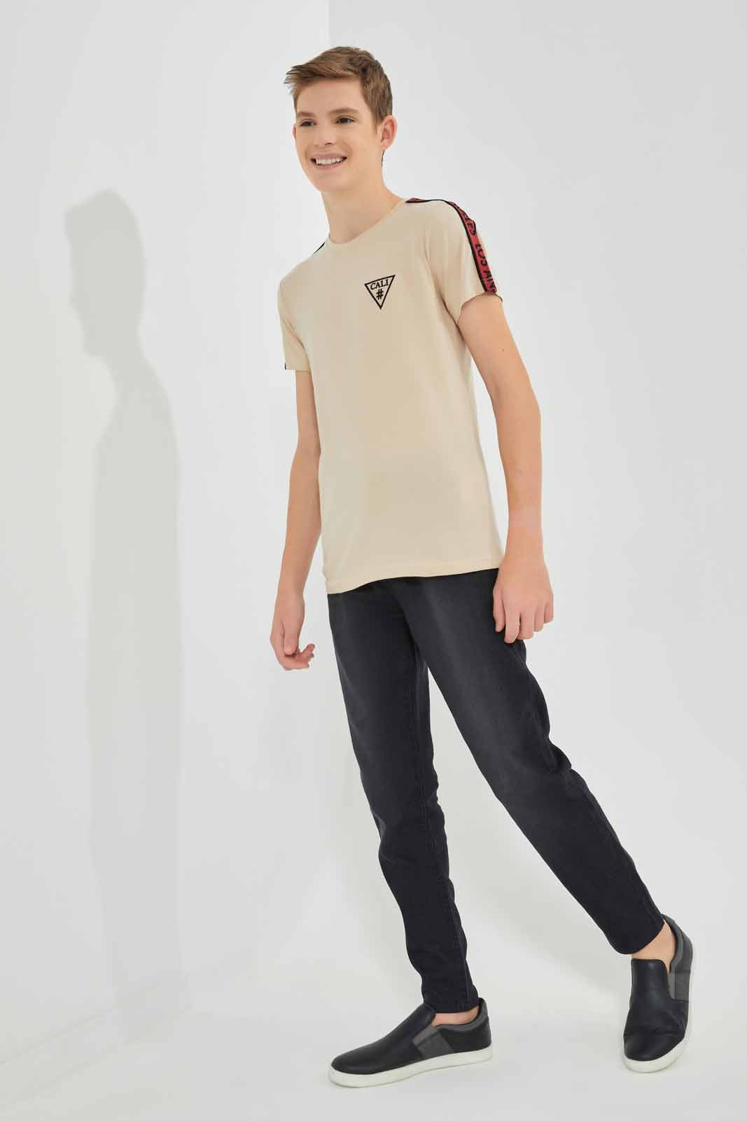 Redtag-Beige-Cali-LA-T-Shirt-BSR-T-Shirts,-Category:T-Shirts,-Colour:Beige,-Deals:New-In,-Festive,-Filter:Senior-Boys-(9-to-14-Yrs),-New-In-BSR-APL,-Non-Sale,-Section:Boys-(0-to-14Yrs),-W22O-Senior-Boys-9 to 14 Years