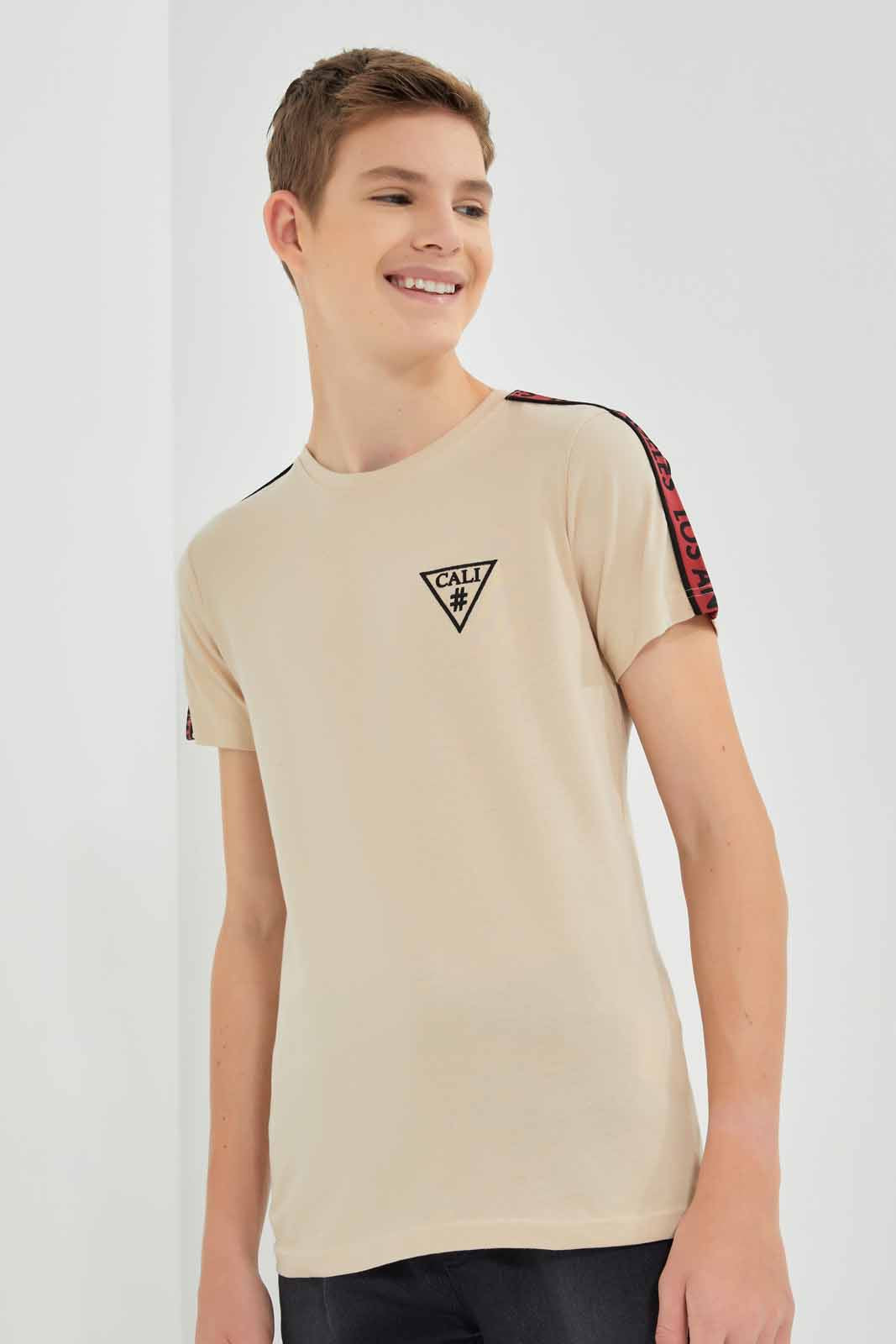 Redtag-Beige-Cali-LA-T-Shirt-BSR-T-Shirts,-Category:T-Shirts,-Colour:Beige,-Deals:New-In,-Festive,-Filter:Senior-Boys-(9-to-14-Yrs),-New-In-BSR-APL,-Non-Sale,-Section:Boys-(0-to-14Yrs),-W22O-Senior-Boys-9 to 14 Years