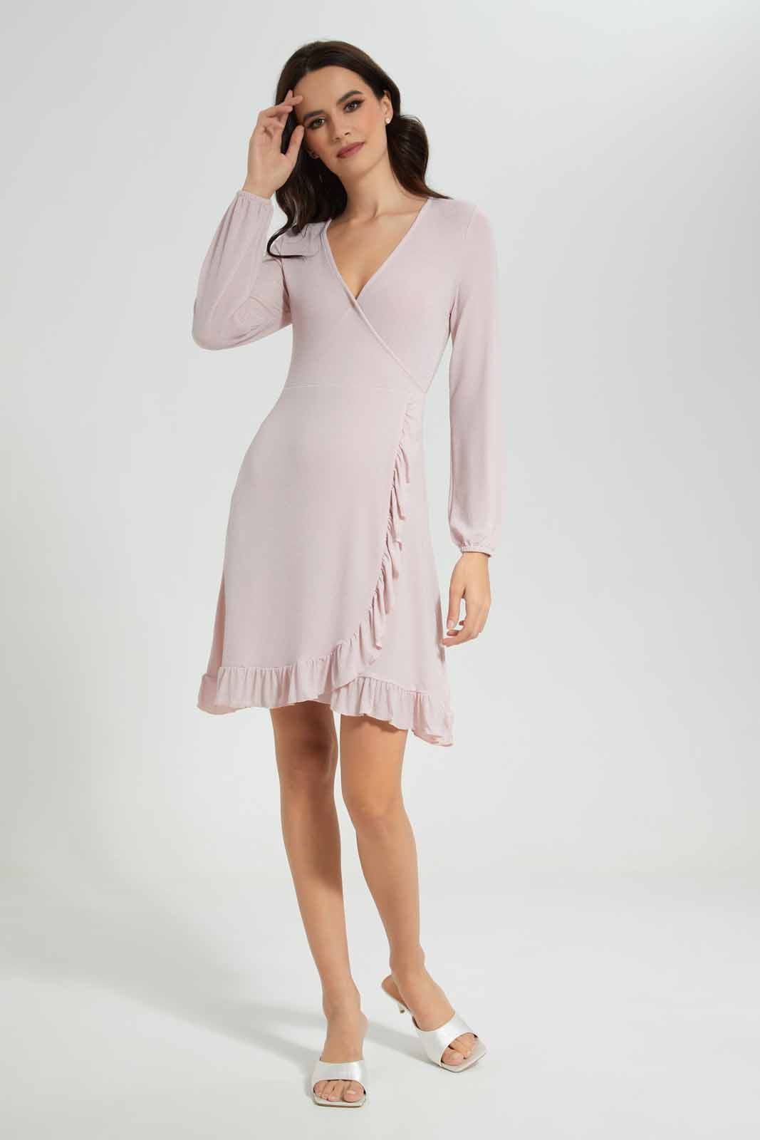 Redtag-Pink-Shimmery-Dress-Category:Dresses,-Colour:Apricot,-Deals:New-In,-EID,-Filter:Women's-Clothing,-New-In-Women-APL,-Non-Sale,-Section:Women,-W22O,-Women-Dresses-Women's-