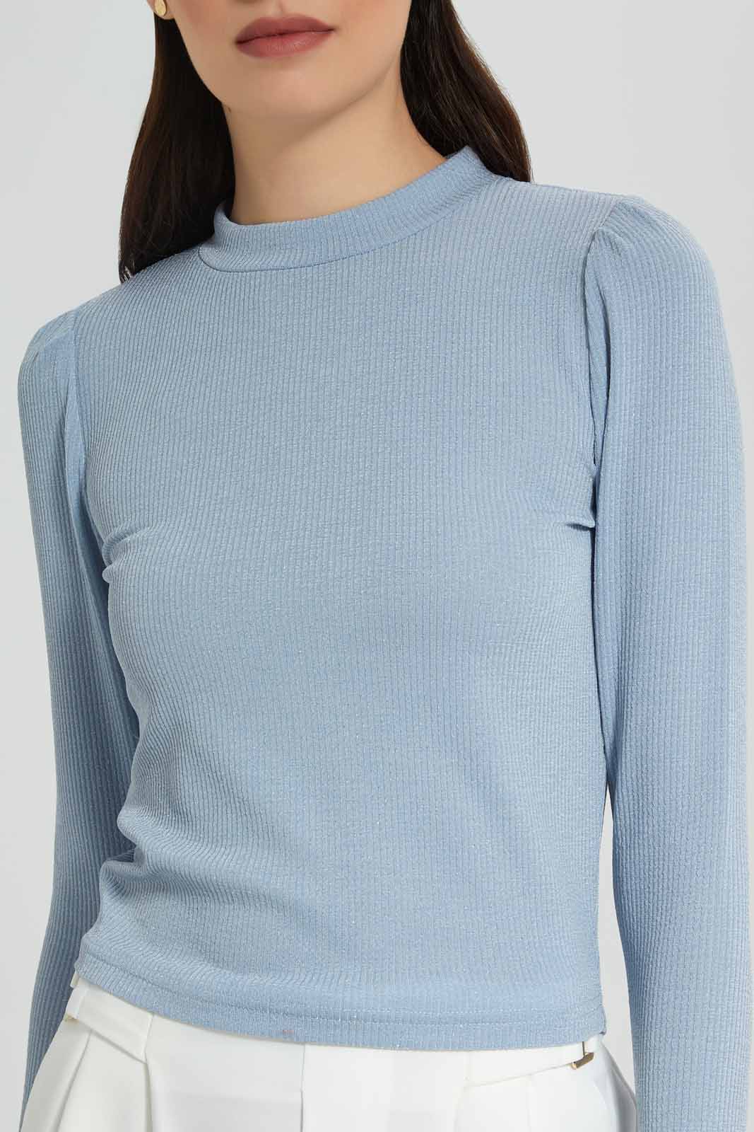 Redtag-Blue-Shimmery-Top-Category:Blouses,-Colour:Blue,-Deals:New-In,-EID,-Filter:Women's-Clothing,-New-In-Women-APL,-Non-Sale,-Section:Women,-W22O,-Women-Blouses-Women's-