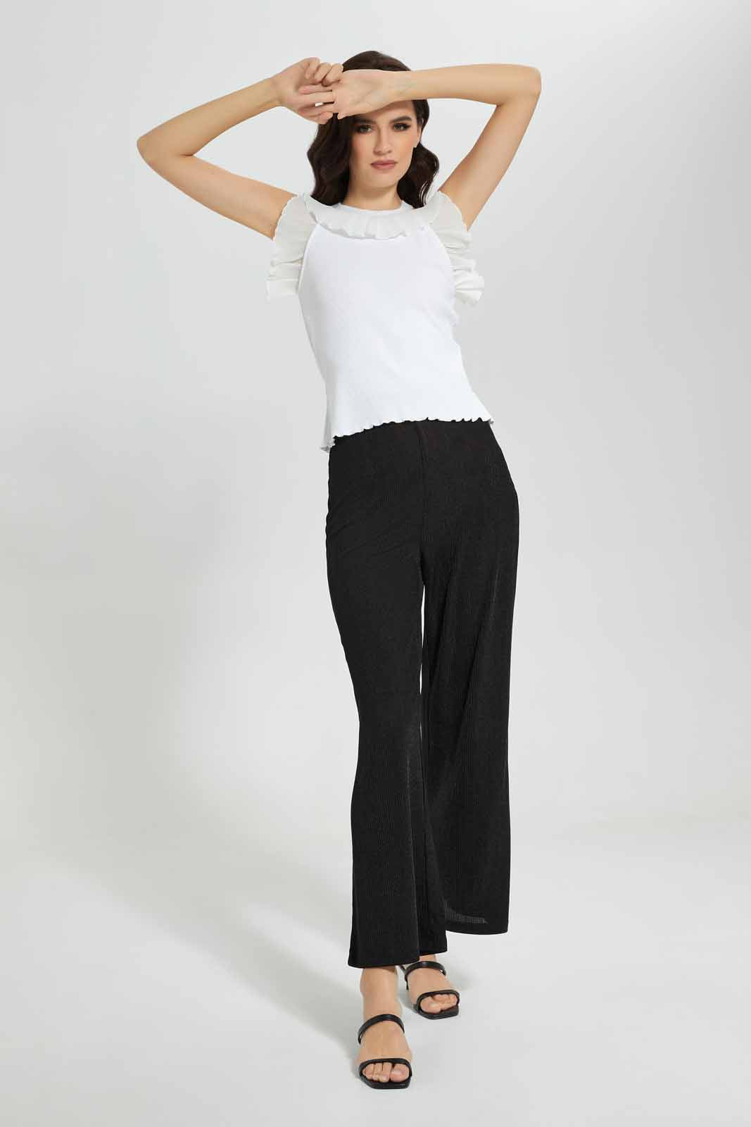 Redtag-White-Ruffled-Knit-Top-Category:Tops,-Colour:White,-Deals:New-In,-Filter:Women's-Clothing,-New-In-Women-APL,-Non-Sale,-Section:Women,-W22O,-Women-Tops-Women's-