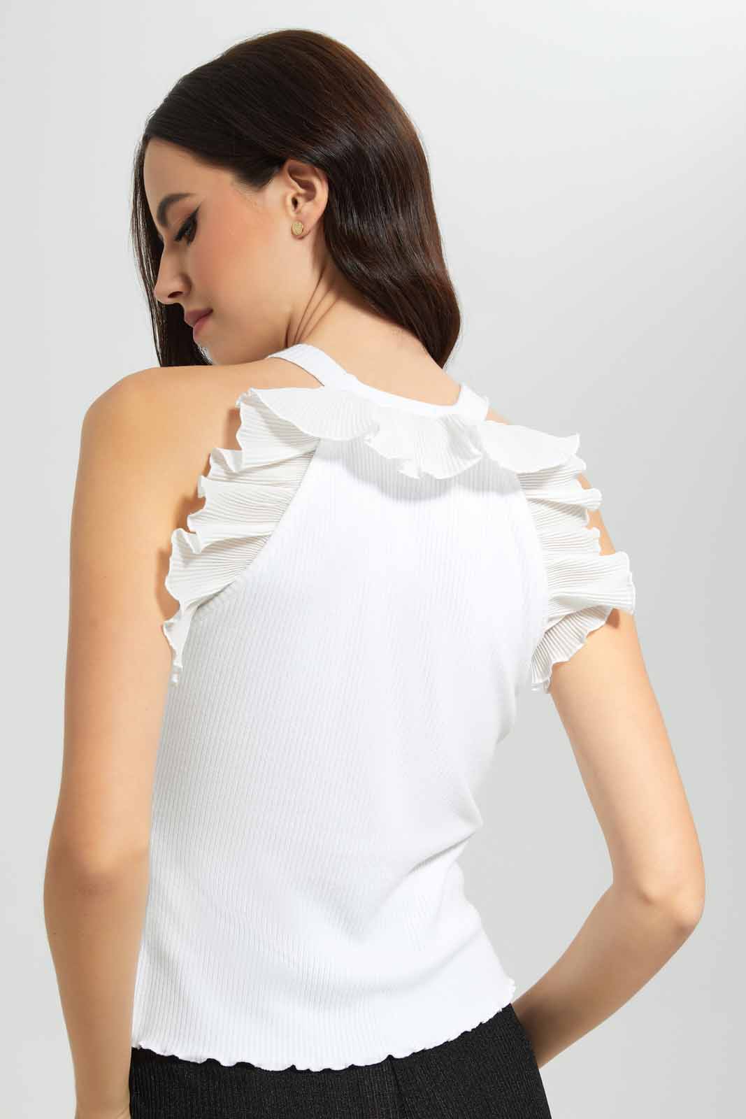 Redtag-White-Ruffled-Knit-Top-Category:Tops,-Colour:White,-Deals:New-In,-Filter:Women's-Clothing,-New-In-Women-APL,-Non-Sale,-Section:Women,-W22O,-Women-Tops-Women's-