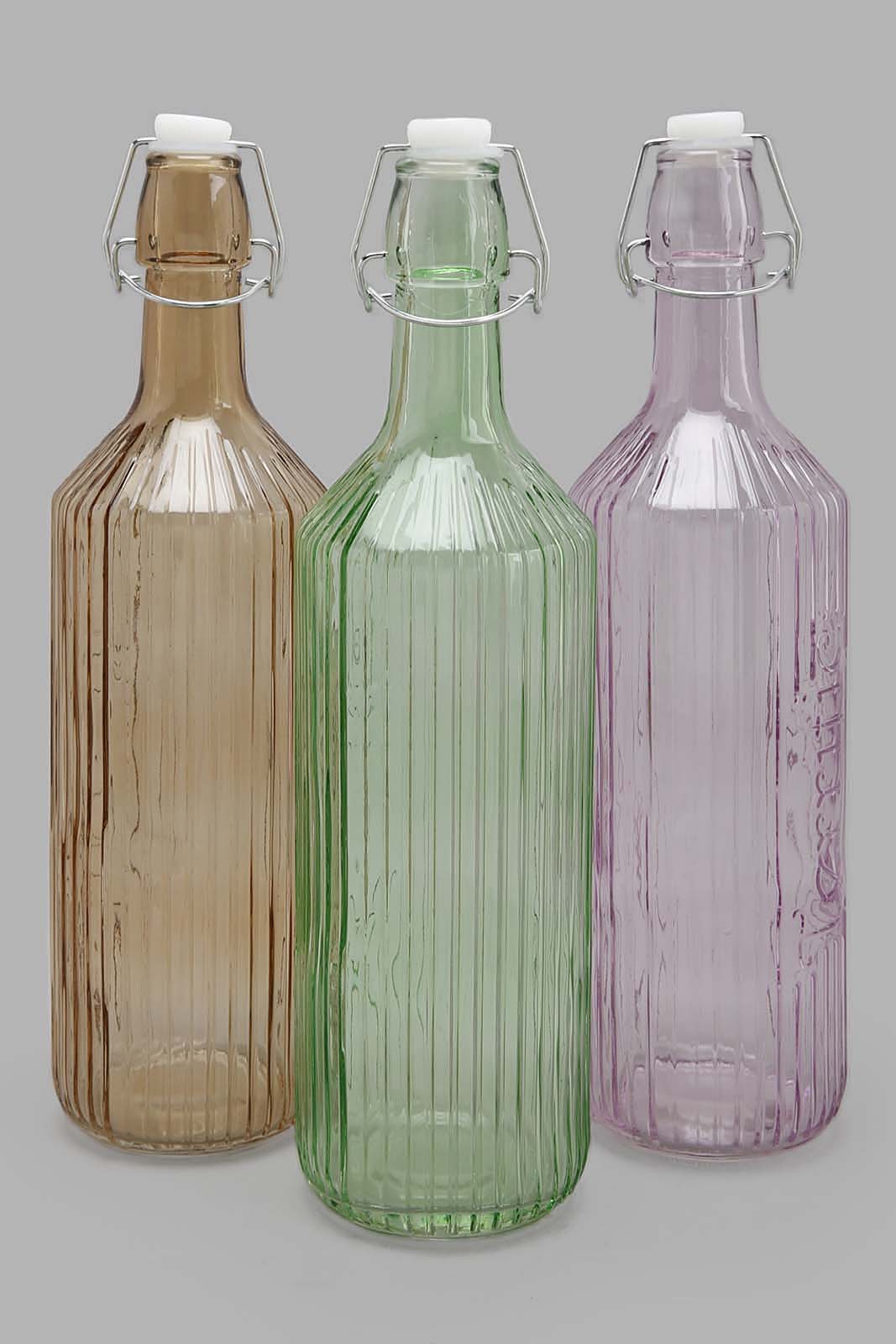 Redtag-Assorted-Glass-Bottle(3-Piece)-Category:Bottles,-Colour:Assorted,-Deals:New-In,-Filter:Home-Dining,-HMW-DIN-Drinkware,-New-In-HMW-DIN,-Non-Sale,-Section:Homewares,-W22A-Home-Dining-