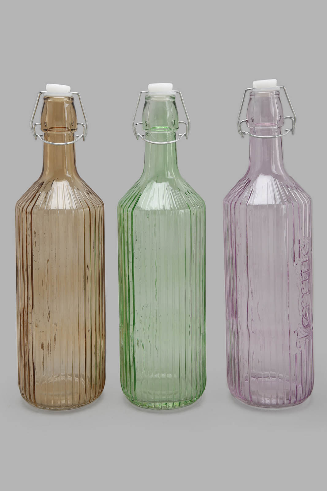 Redtag-Assorted-Glass-Bottle(3-Piece)-Category:Bottles,-Colour:Assorted,-Deals:New-In,-Filter:Home-Dining,-HMW-DIN-Drinkware,-New-In-HMW-DIN,-Non-Sale,-Section:Homewares,-W22A-Home-Dining-
