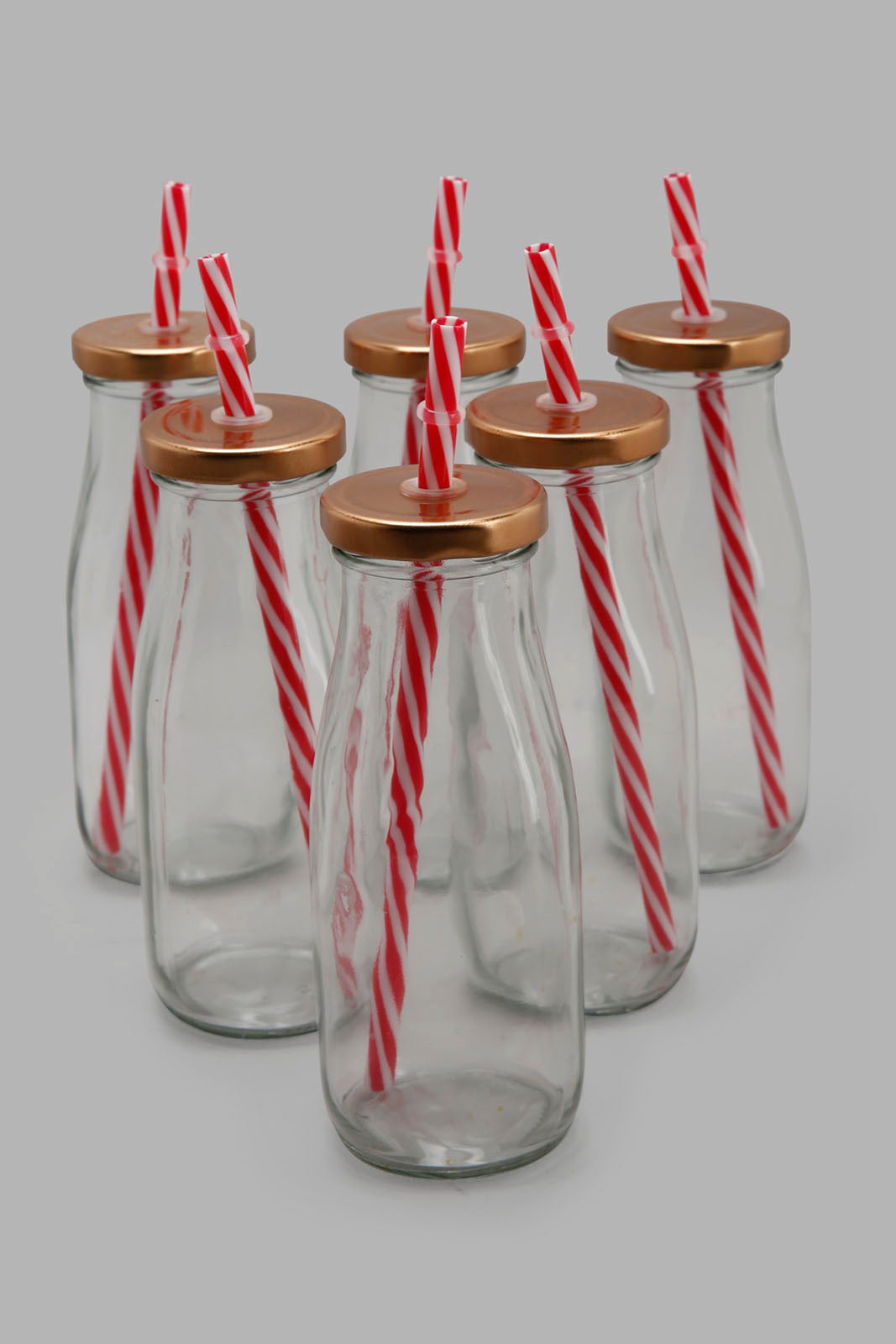 Redtag-Clear-Glass-Bottle-With-Straw(6-Piece)-Category:Glasses,-Colour:Clear,-Deals:New-In,-Filter:Home-Dining,-HMW-DIN-Drinkware,-New-In-HMW-DIN,-Non-Sale,-Section:Homewares,-W22A-Home-Dining-