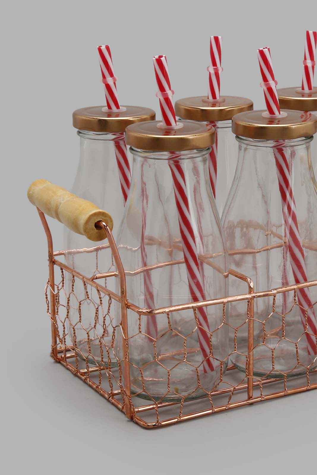 Redtag-Clear-Glass-Bottle-With-Straw(6-Piece)-Category:Glasses,-Colour:Clear,-Deals:New-In,-Filter:Home-Dining,-HMW-DIN-Drinkware,-New-In-HMW-DIN,-Non-Sale,-Section:Homewares,-W22A-Home-Dining-