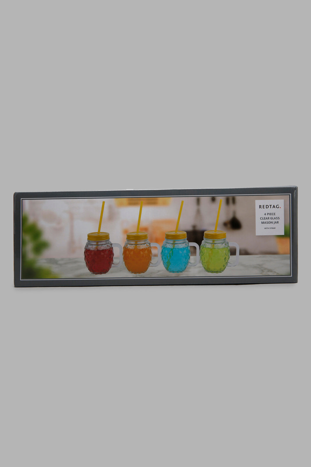 Redtag-Clear-Glass-Mason-Jar(4-Piece)-Category:Glasses,-Colour:Clear,-Deals:New-In,-Filter:Home-Dining,-HMW-DIN-Drinkware,-New-In-HMW-DIN,-Non-Sale,-Section:Homewares,-W22A-Home-Dining-
