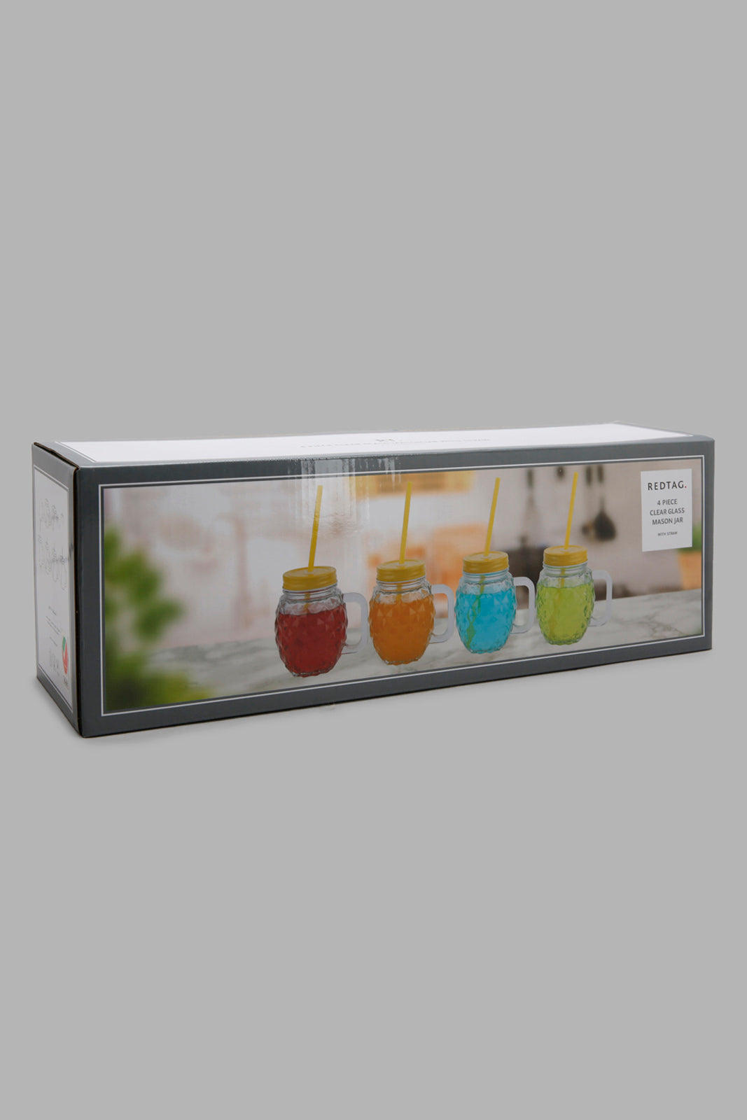Redtag-Clear-Glass-Mason-Jar(4-Piece)-Category:Glasses,-Colour:Clear,-Deals:New-In,-Filter:Home-Dining,-HMW-DIN-Drinkware,-New-In-HMW-DIN,-Non-Sale,-Section:Homewares,-W22A-Home-Dining-