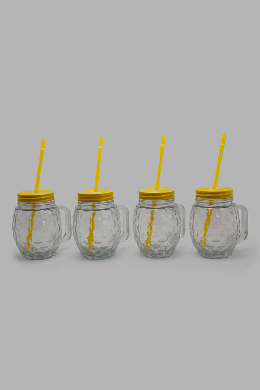 Redtag-Clear-Glass-Mason-Jar(4-Piece)-Category:Glasses,-Colour:Clear,-Deals:New-In,-Filter:Home-Dining,-HMW-DIN-Drinkware,-New-In-HMW-DIN,-Non-Sale,-Section:Homewares,-W22A-Home-Dining-
