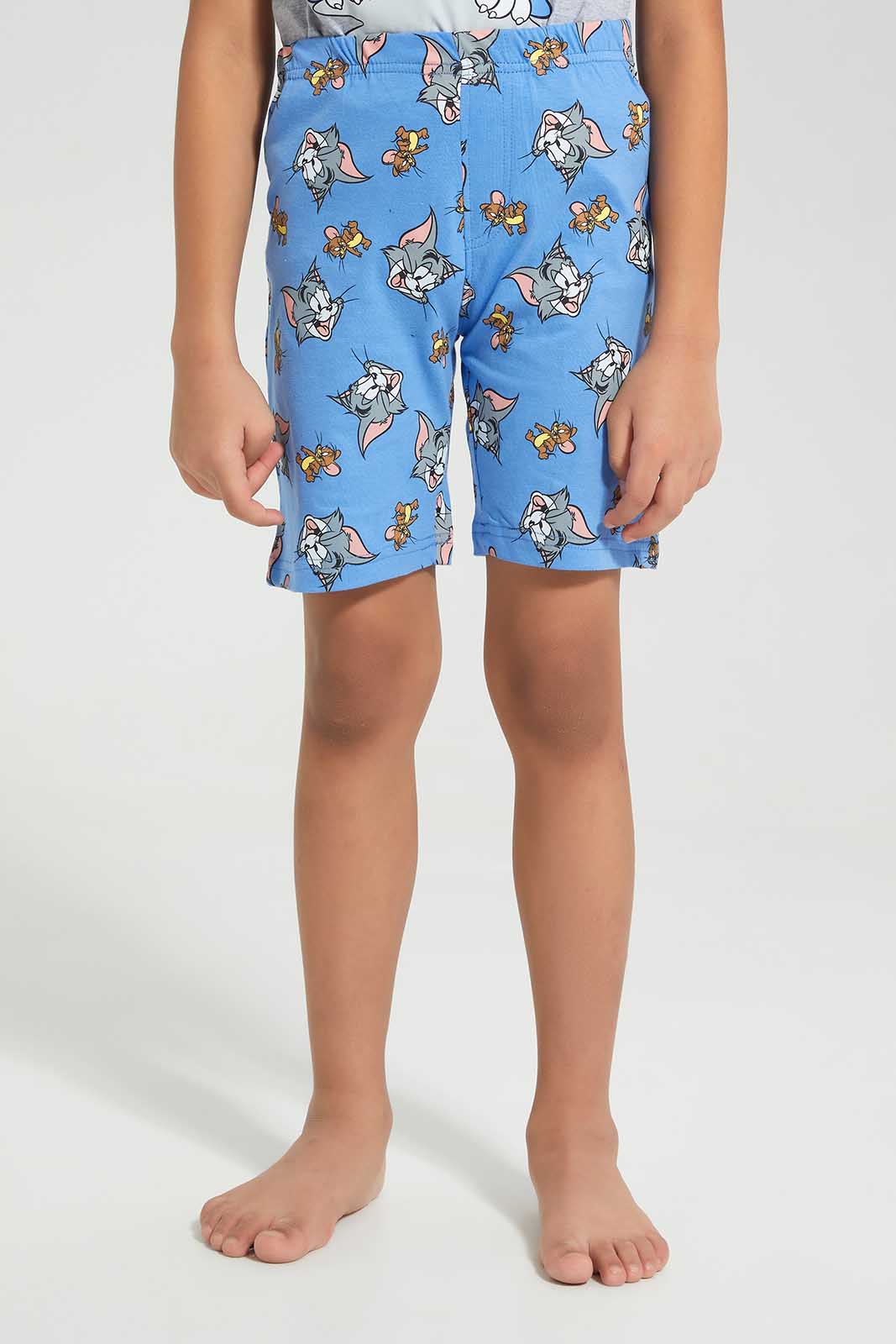 Redtag-Grey-Marl-Tom-And-Jerry-SPJ-Set-BOY-Pyjama-Sets,-Category:Pyjama-Sets,-CHR,-Colour:Grey,-Deals:New-In,-Filter:Boys-(2-to-8-Yrs),-New-In-BOY,-Non-Sale,-Section:Boys-(0-to-14Yrs),-W22O-Boys-2 to 8 Years