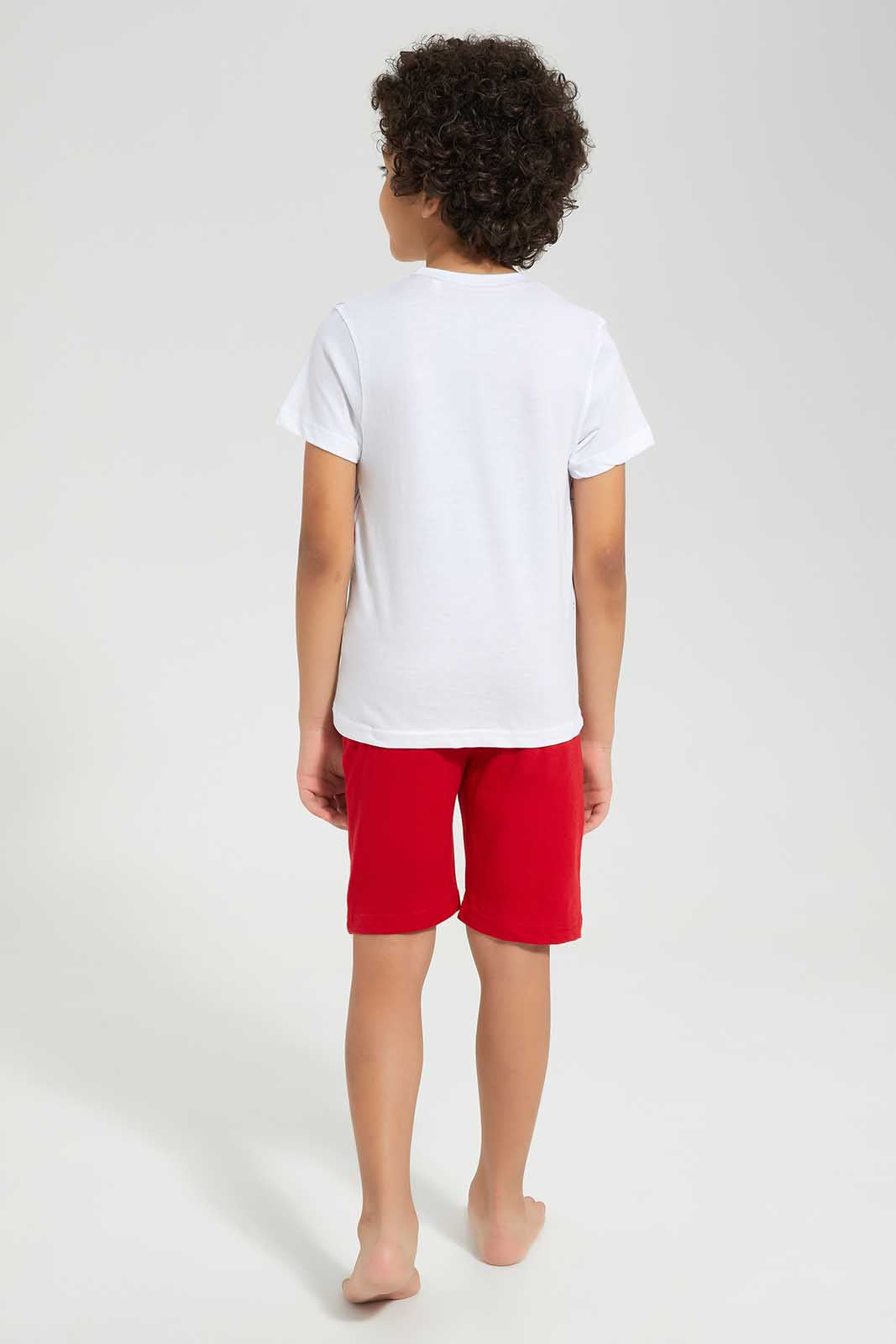 Redtag-White-Spiderman-Tshirt-And-Short-PJ-BOY-Pyjama-Sets,-Category:Pyjama-Sets,-CHR,-Colour:White,-Deals:New-In,-Filter:Boys-(2-to-8-Yrs),-New-In-BOY,-Non-Sale,-Section:Boys-(0-to-14Yrs),-W22O-Boys-2 to 8 Years