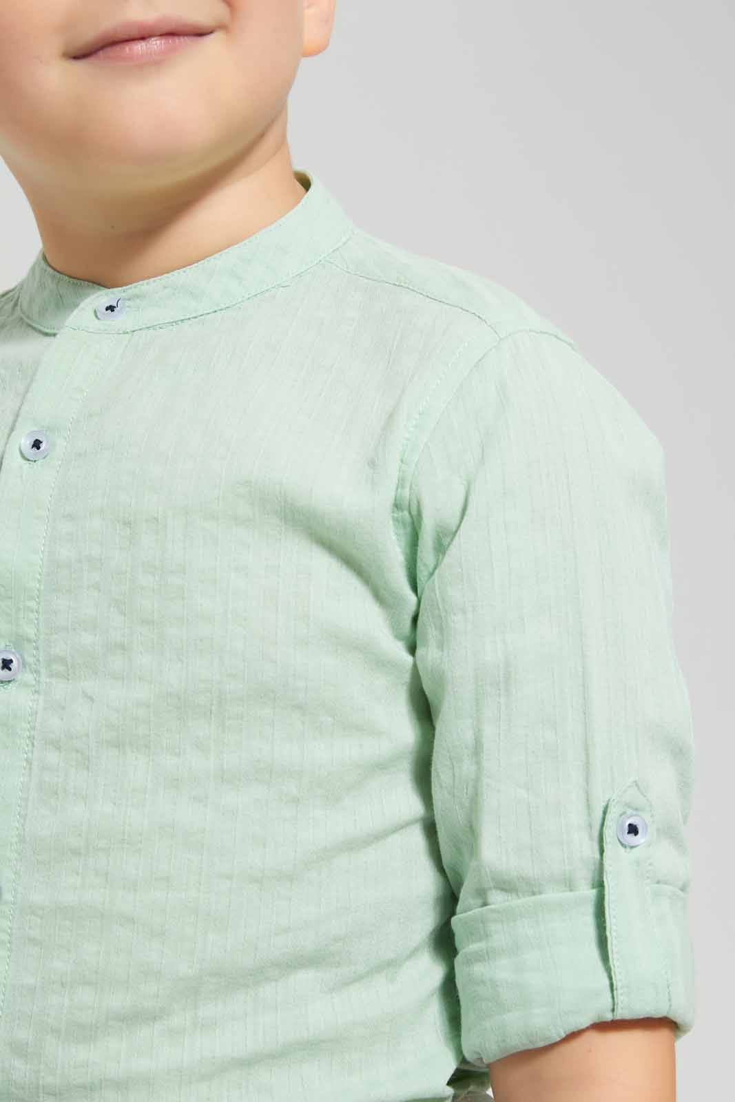 Mint Seesucker Mandarin Shirt