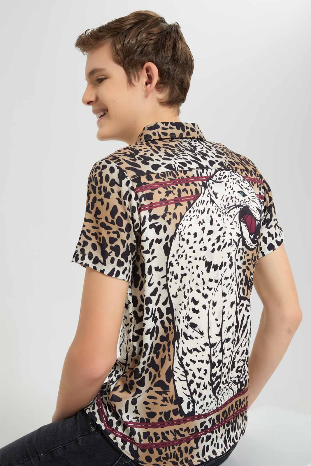 Redtag-Beige-Cheetah-Print-Shirt-BSR-Shirts,-Category:Shirts,-Colour:Beige,-Deals:New-In,-EID,-Filter:Senior-Boys-(9-to-14-Yrs),-New-In-BSR-APL,-Non-Sale,-Section:Boys-(0-to-14Yrs),-W22O-Senior-Boys-9 to 14 Years