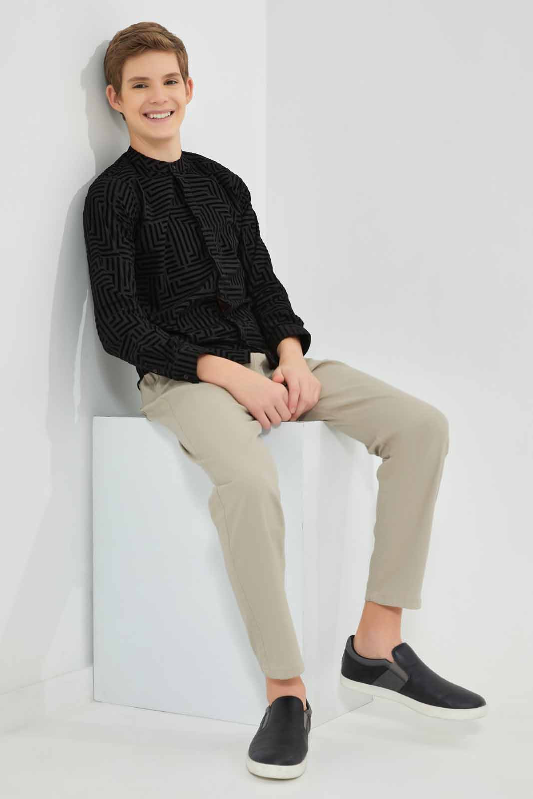 Redtag-Black-Flock-Print-Shirt-BSR-Shirts,-Category:Shirts,-Colour:Black,-Deals:New-In,-EID,-Filter:Senior-Boys-(9-to-14-Yrs),-New-In-BSR-APL,-Non-Sale,-Section:Boys-(0-to-14Yrs),-W22O-Senior-Boys-9 to 14 Years