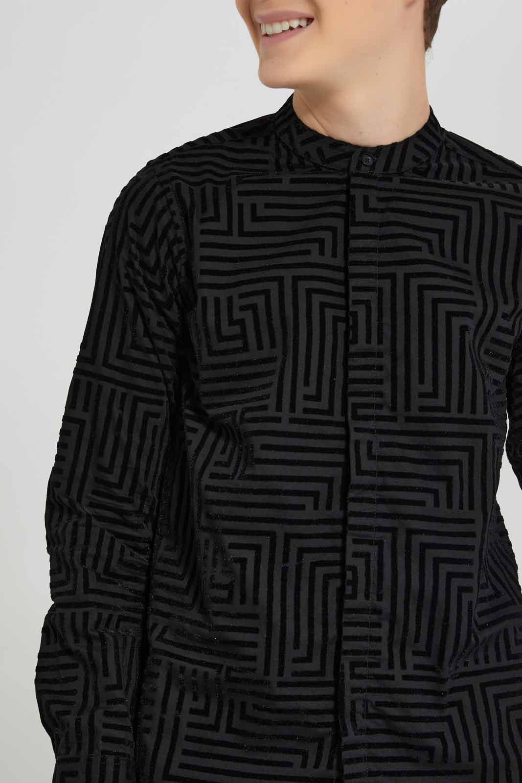 Redtag-Black-Flock-Print-Shirt-BSR-Shirts,-Category:Shirts,-Colour:Black,-Deals:New-In,-EID,-Filter:Senior-Boys-(9-to-14-Yrs),-New-In-BSR-APL,-Non-Sale,-Section:Boys-(0-to-14Yrs),-W22O-Senior-Boys-9 to 14 Years
