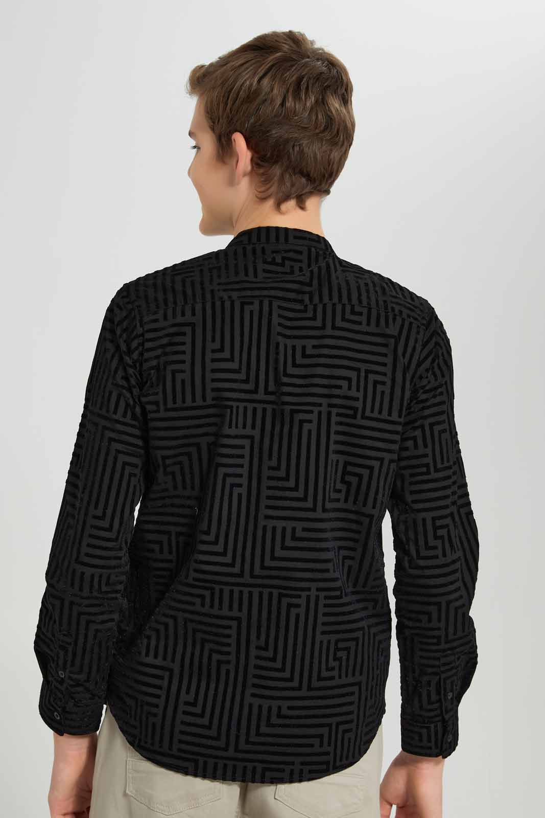 Redtag-Black-Flock-Print-Shirt-BSR-Shirts,-Category:Shirts,-Colour:Black,-Deals:New-In,-EID,-Filter:Senior-Boys-(9-to-14-Yrs),-New-In-BSR-APL,-Non-Sale,-Section:Boys-(0-to-14Yrs),-W22O-Senior-Boys-9 to 14 Years