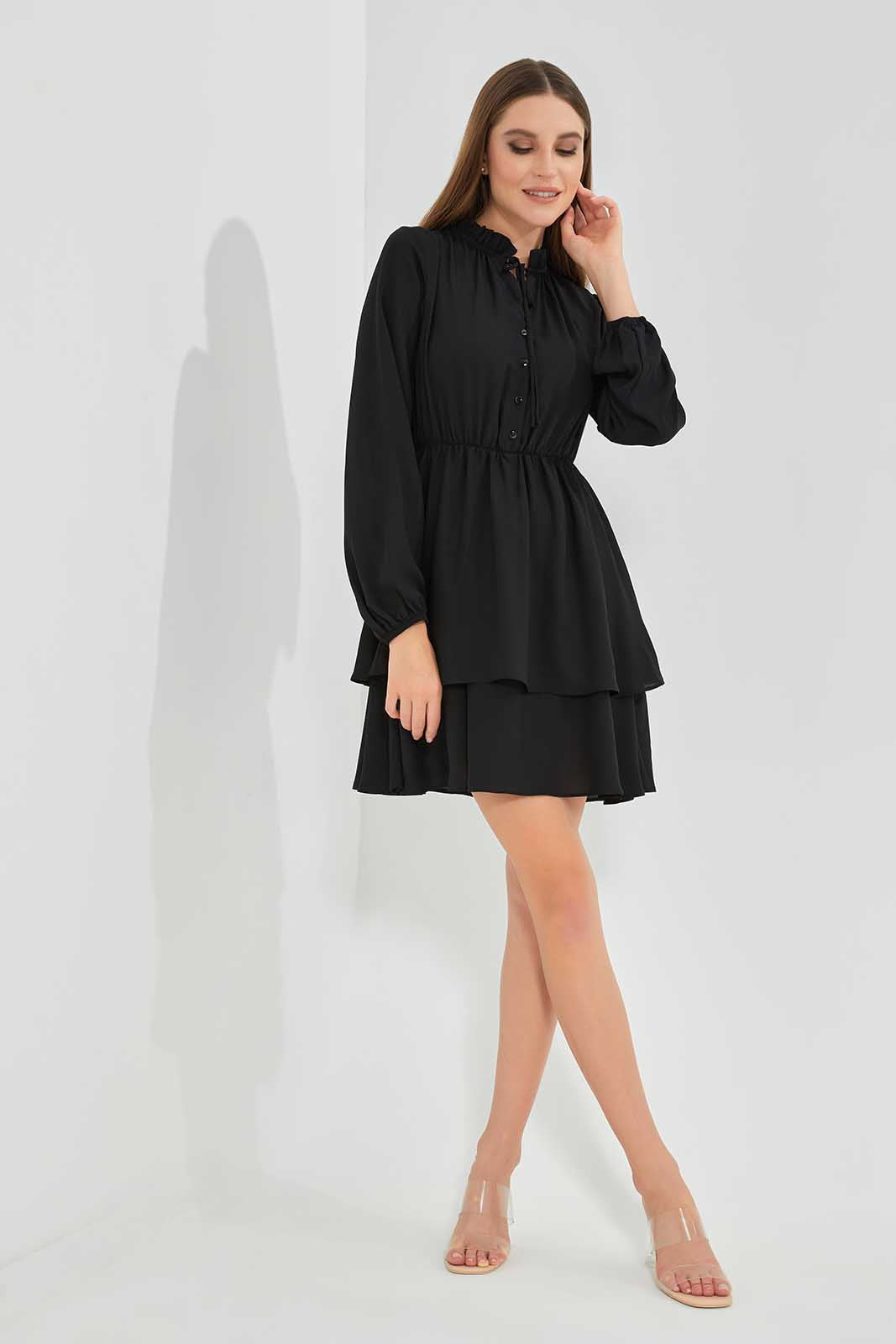 Women Black Tiered Dress