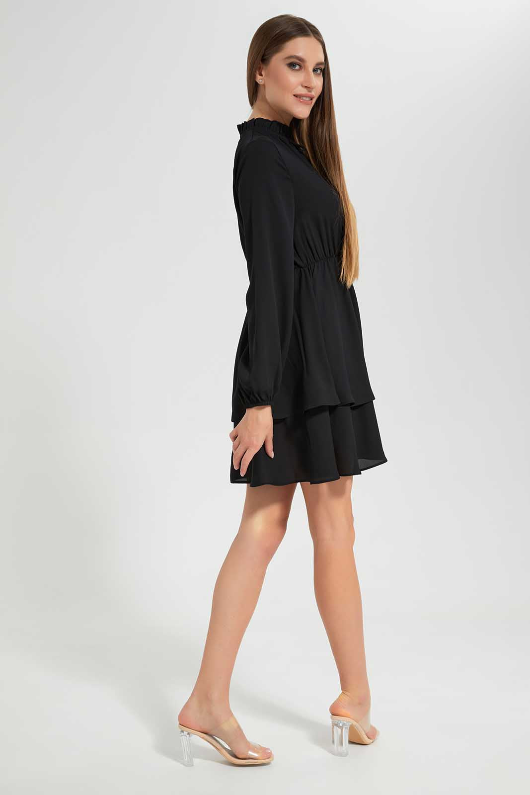 Women Black Tiered Dress