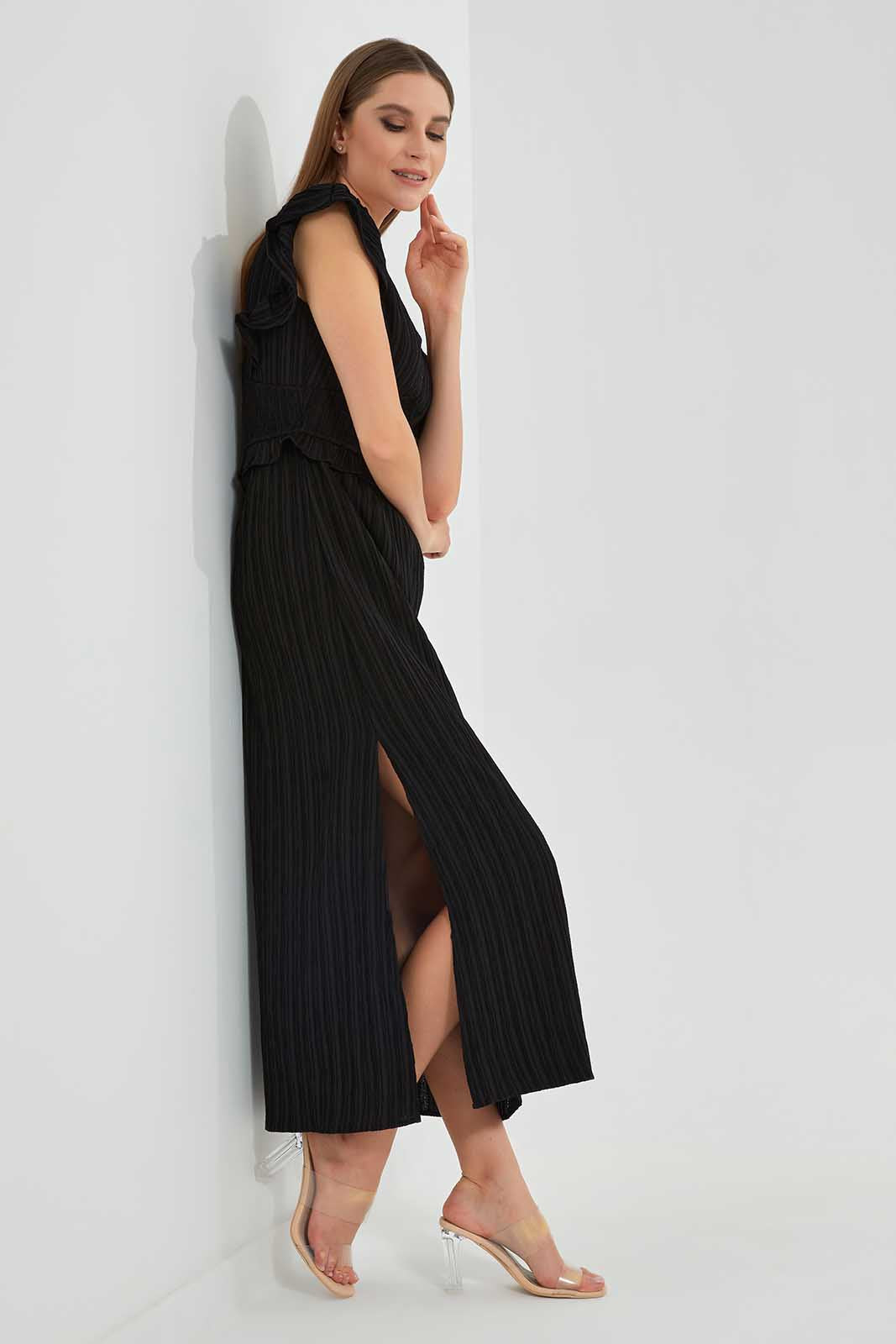 Redtag-Assorted-Ruffled-Sleeve-Smocking-Dress-Category:Dresses,-Colour:Black,-Deals:New-In,-Filter:Women's-Clothing,-LEC,-LEC-Dresses,-New-In-LEC,-Non-Sale,-Section:Women,-W22O-Women's-
