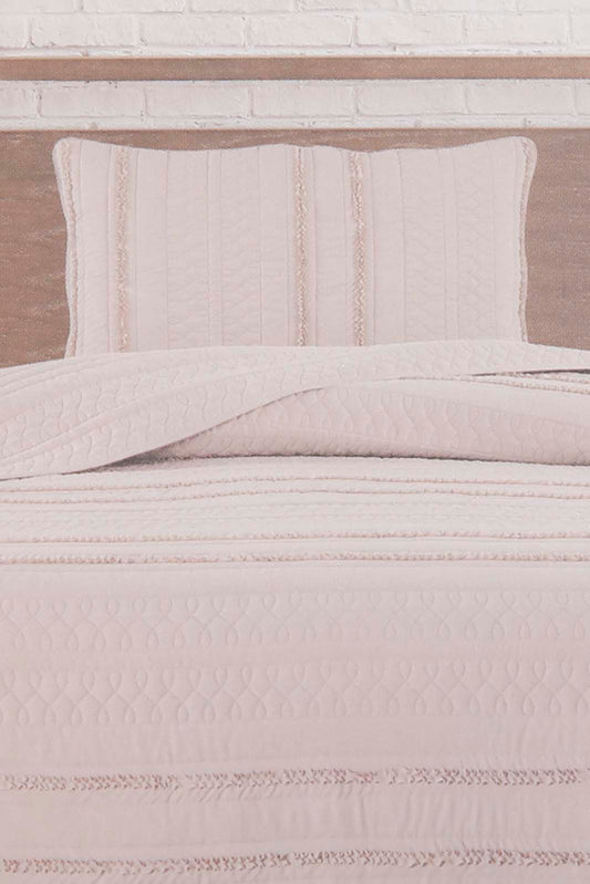 Redtag-Beige-Bedspread-Set-With-Ruffle-(Single-Size)-Category:Bedspreads,-Colour:Beige,-Deals:New-In,-Filter:Home-Bedroom,-HMW-BED-Bedspreads,-New-In-HMW-BED,-Non-Sale,-Section:Homewares,-W22O-Home-Bedroom-