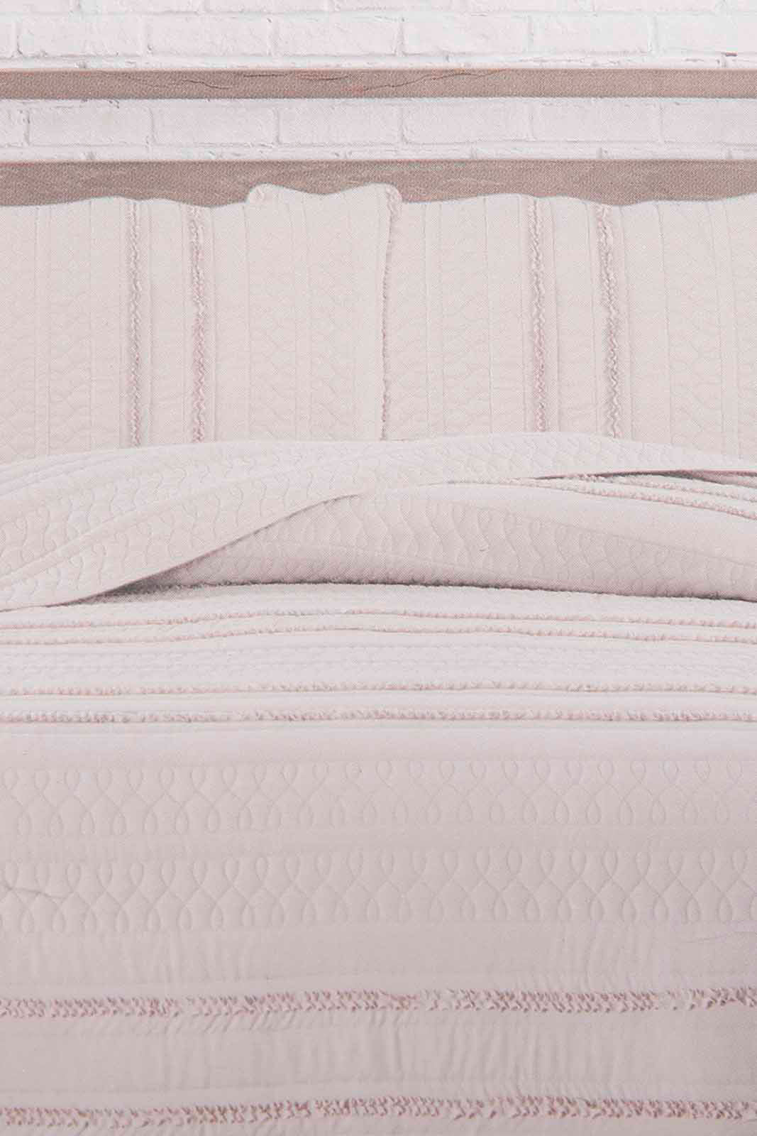 Redtag-Beige-Bedspread-Set-With-Ruffle-(Double-Size)-Category:Bedspreads,-Colour:Beige,-Deals:New-In,-Filter:Home-Bedroom,-HMW-BED-Bedspreads,-New-In-HMW-BED,-Non-Sale,-Section:Homewares,-W22O-Home-Bedroom-