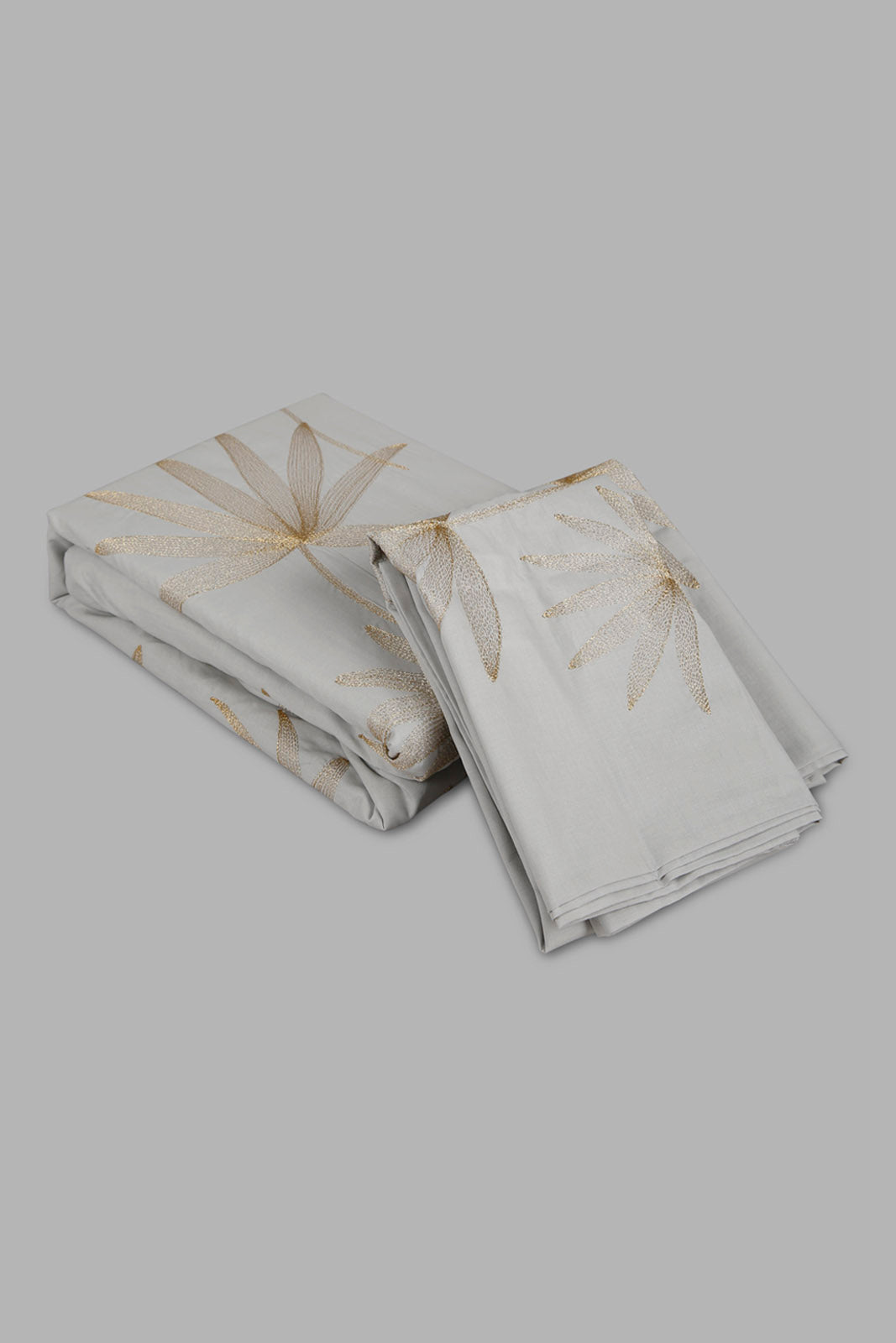Redtag-Grey-3-Piece-Floral-Embroidery-Duvet-Cover-Set-(King-Size)-Category:Duvet-Covers,-Colour:Grey,-Deals:New-In,-Elsa,-Filter:Home-Bedroom,-HMW-BED-Duvet-Covers,-New-In-HMW-BED,-Non-Sale,-Section:Homewares,-W22O-Home-Bedroom-