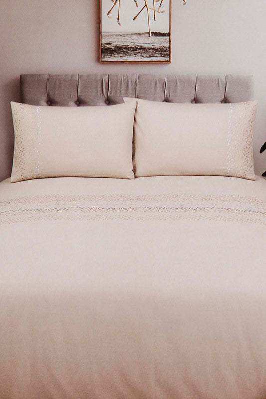Redtag-Beige-3-Piece-Geometric-Embroidery-Duvet-Cover-Set-(King-Size)-Category:Duvet-Covers,-Colour:Beige,-Deals:New-In,-Filter:Home-Bedroom,-Harmony,-HMW-BED-Duvet-Covers,-New-In-HMW-BED,-Non-Sale,-Section:Homewares,-W22O-Home-Bedroom-