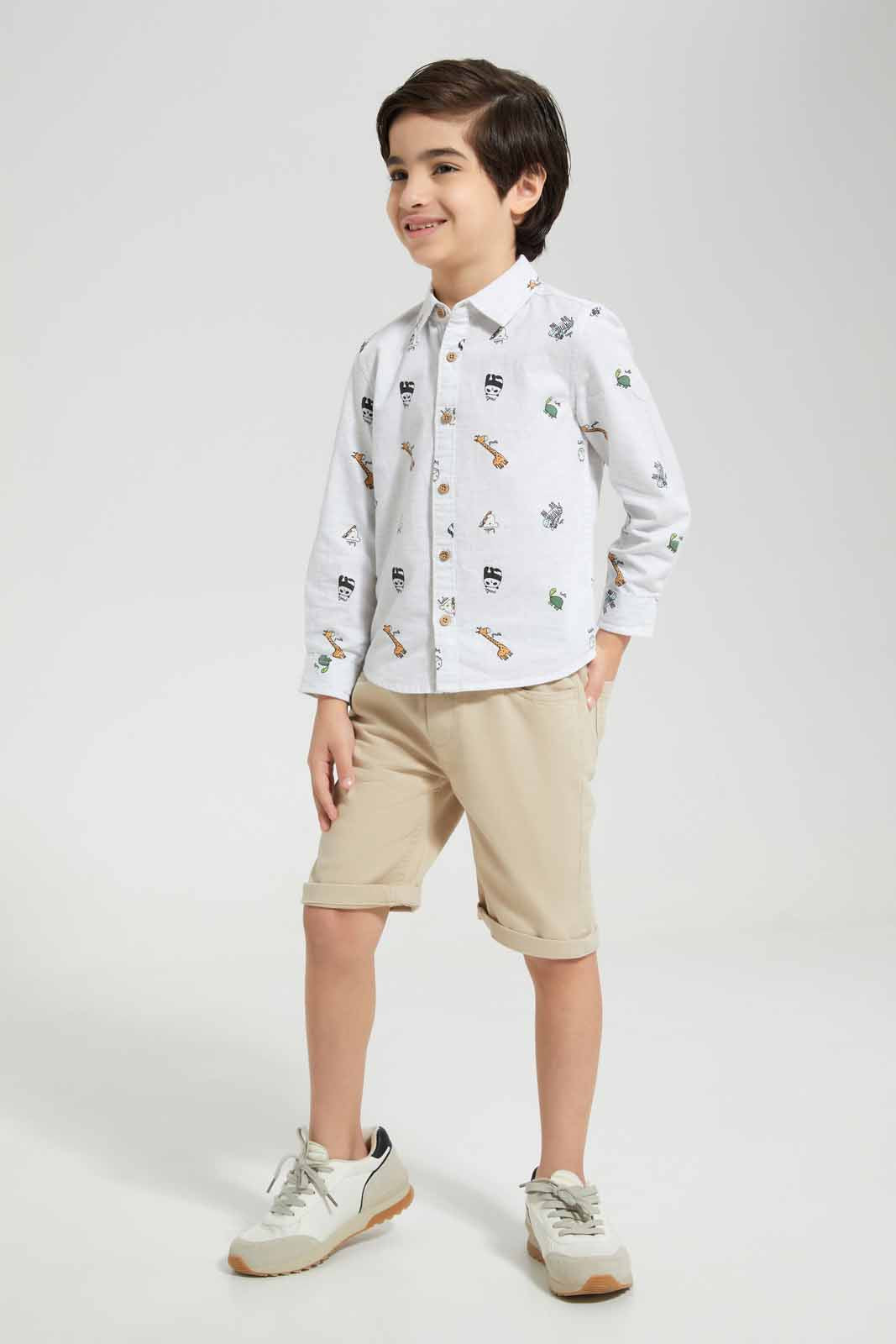 White Animals Shirt For Boys