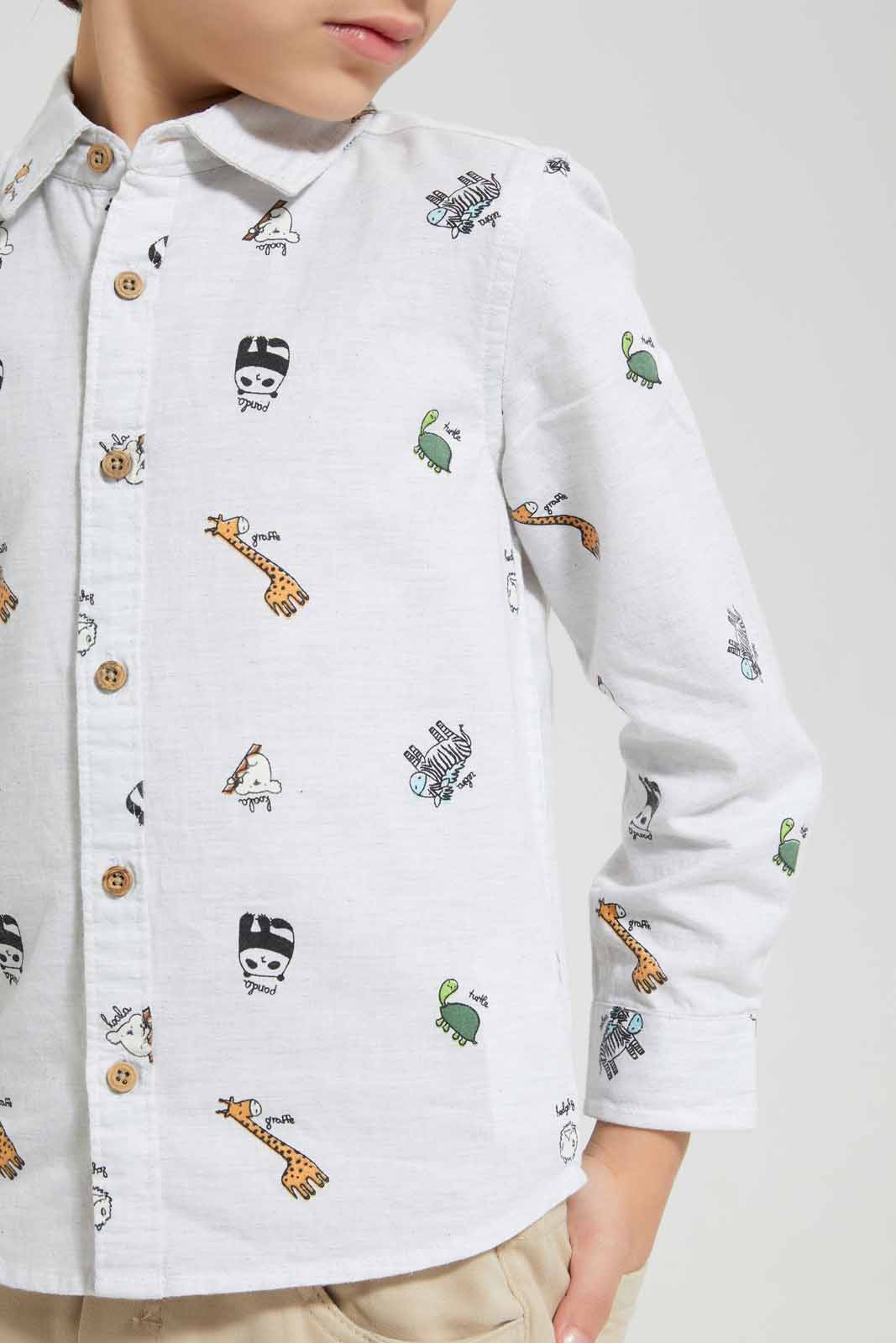 White Animals Shirt For Boys