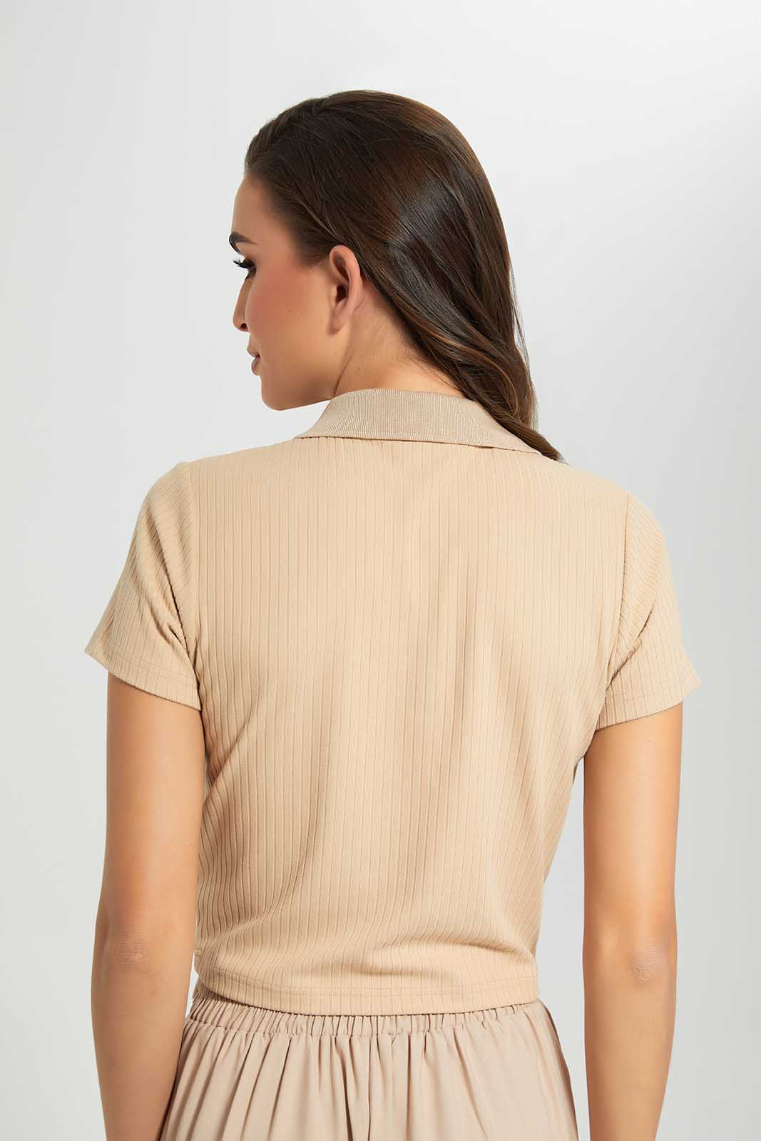 Redtag-Sand-Crop-Top-Category:Blouses,-Colour:Sand,-Deals:New-In,-Filter:Women's-Clothing,-LDC,-LDC-Blouses,-New-In-LDC,-Non-Sale,-Section:Women,-W22O-Women's-
