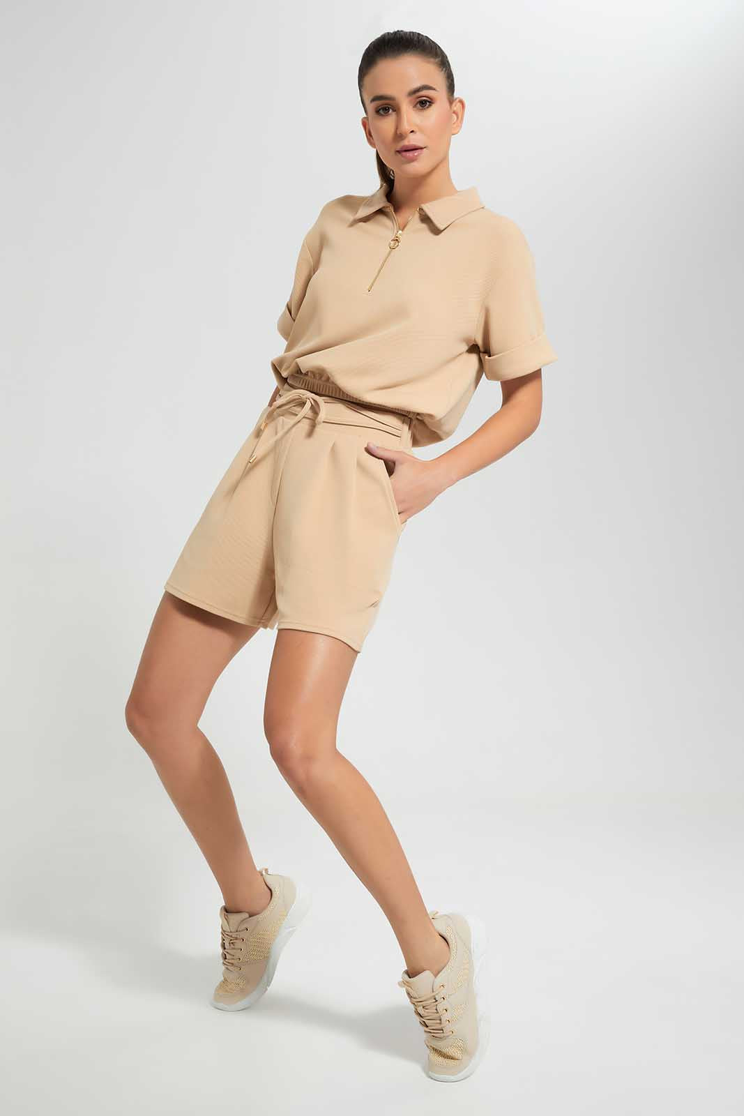 Redtag-Sand-Crop-Top-Category:Blouses,-Colour:Sand,-Deals:New-In,-Filter:Women's-Clothing,-LDC,-LDC-Blouses,-New-In-LDC,-Non-Sale,-Section:Women,-W22O-Women's-