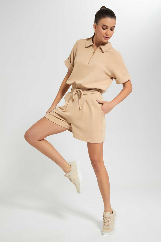 Redtag-Sand-Crop-Top-Category:Blouses,-Colour:Sand,-Deals:New-In,-Filter:Women's-Clothing,-LDC,-LDC-Blouses,-New-In-LDC,-Non-Sale,-Section:Women,-W22O-Women's-