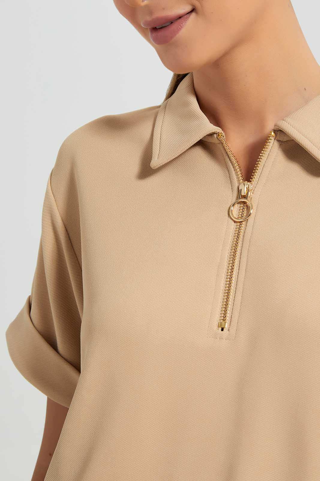 Redtag-Sand-Crop-Top-Category:Blouses,-Colour:Sand,-Deals:New-In,-Filter:Women's-Clothing,-LDC,-LDC-Blouses,-New-In-LDC,-Non-Sale,-Section:Women,-W22O-Women's-