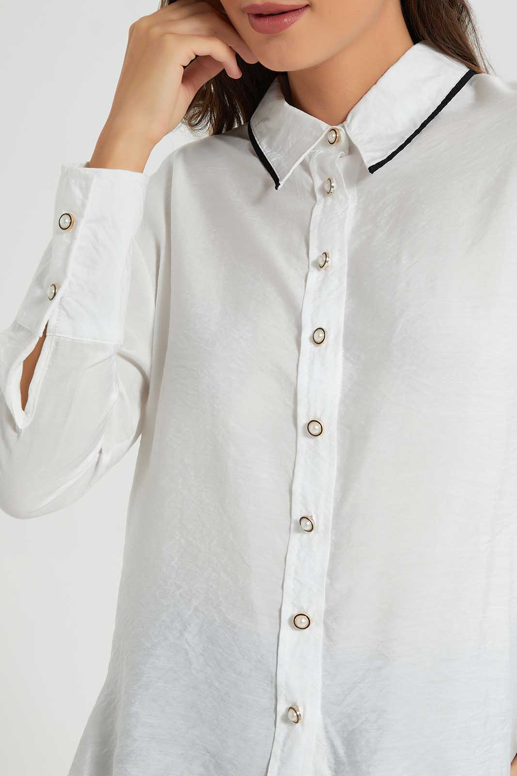 Redtag-Ivory-Blouse-With-Contrast-Piping-Category:Blouses,-Colour:Ivory,-Deals:New-In,-Filter:Women's-Clothing,-LDC,-LDC-Blouses,-New-In-LDC-APL,-Non-Sale,-Section:Women,-W22O-Women's-