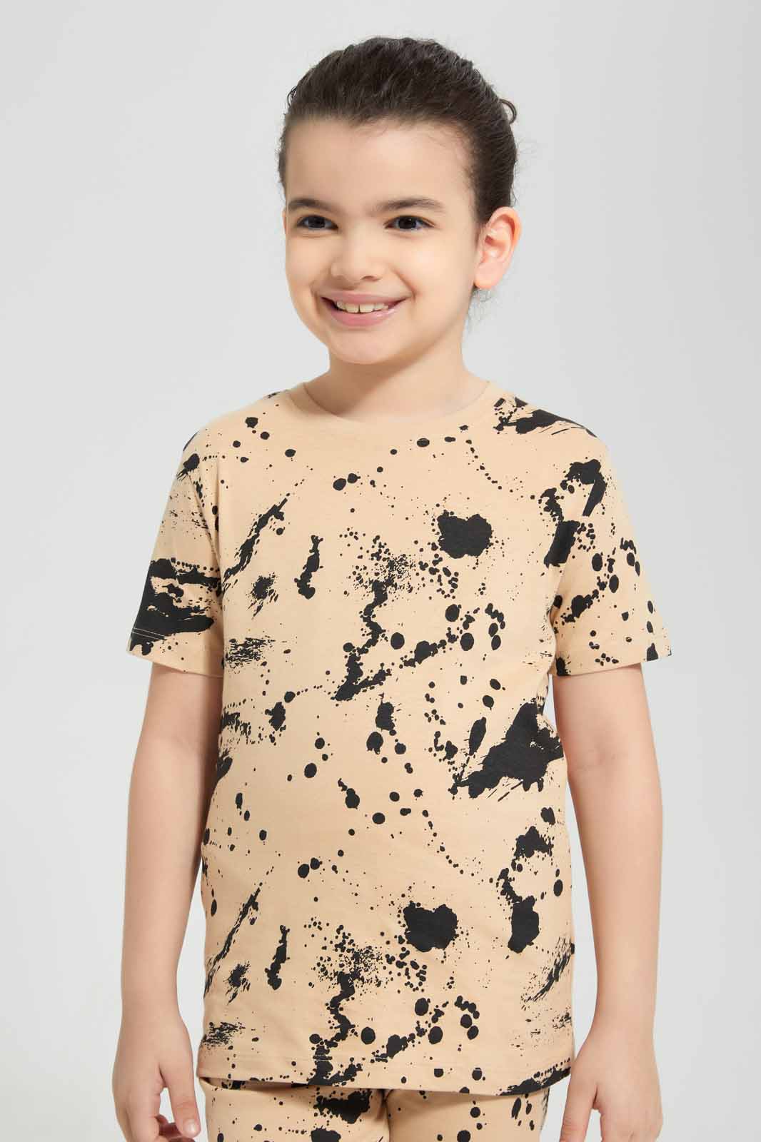 Redtag-Stone-Paint-Splat-T-Shirt-And-Short-PJ-BOY-Pyjama-Sets,-Category:Pyjama-Sets,-Colour:Stonewash,-Deals:New-In,-Filter:Boys-(2-to-8-Yrs),-New-In-BOY-APL,-Non-Sale,-Section:Boys-(0-to-14Yrs),-W22O-Boys-2 to 8 Years