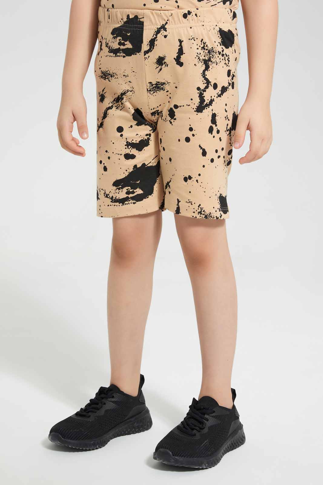 Redtag-Stone-Paint-Splat-T-Shirt-And-Short-PJ-BOY-Pyjama-Sets,-Category:Pyjama-Sets,-Colour:Stonewash,-Deals:New-In,-Filter:Boys-(2-to-8-Yrs),-New-In-BOY-APL,-Non-Sale,-Section:Boys-(0-to-14Yrs),-W22O-Boys-2 to 8 Years