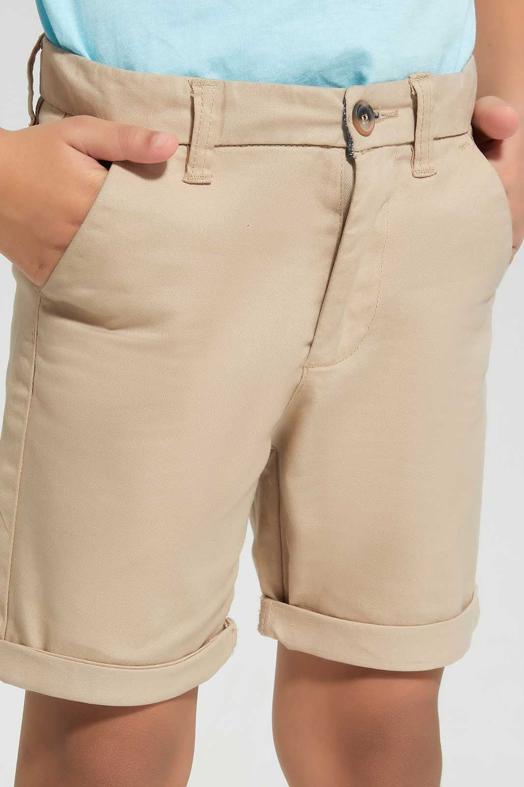 Redtag-Beige-Chino-Shorts-BOY-Shorts,-Category:Shorts,-Colour:Beige,-Deals:New-In,-Filter:Boys-(2-to-8-Yrs),-New-In-BOY-APL,-Non-Sale,-Section:Boys-(0-to-14Yrs),-VLM,-W22O-Boys-2 to 8 Years