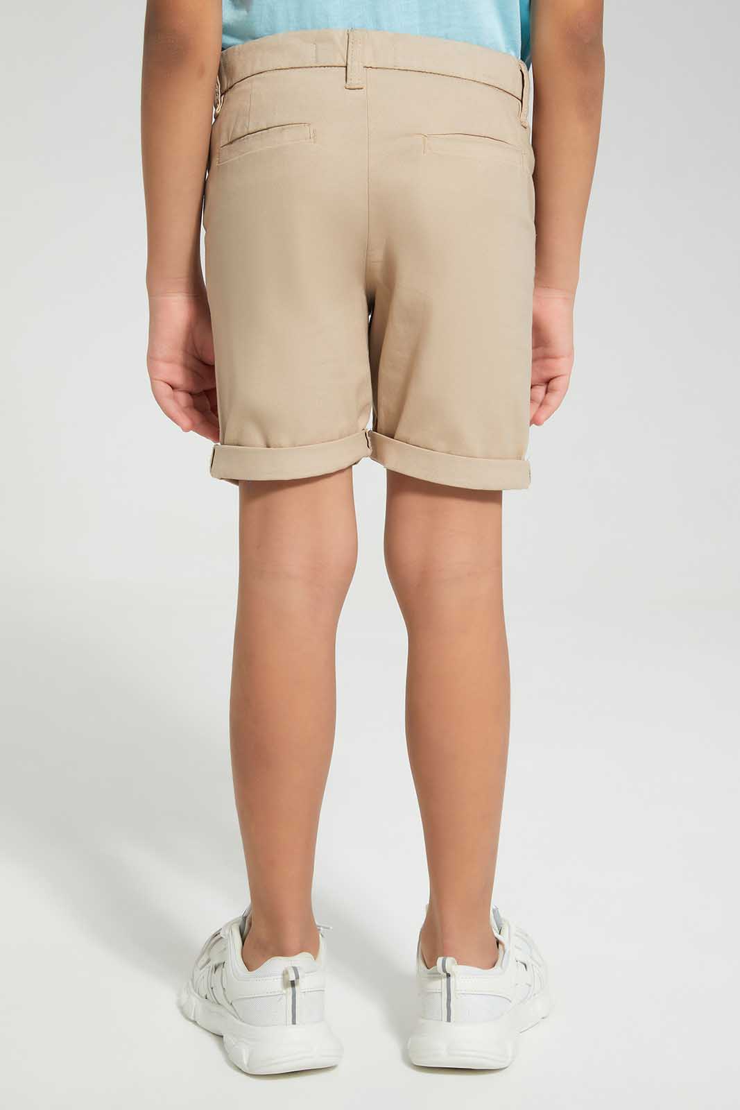 Redtag-Beige-Chino-Shorts-BOY-Shorts,-Category:Shorts,-Colour:Beige,-Deals:New-In,-Filter:Boys-(2-to-8-Yrs),-New-In-BOY-APL,-Non-Sale,-Section:Boys-(0-to-14Yrs),-VLM,-W22O-Boys-2 to 8 Years