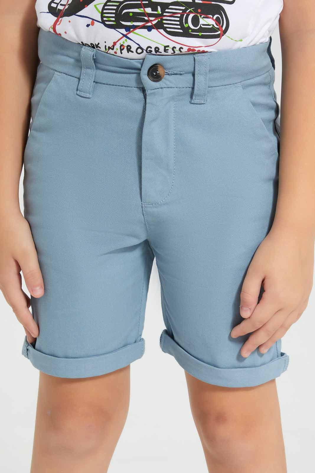 Redtag-Blue-Chino-Shorts-BOY-Shorts,-Category:Shorts,-Colour:Blue,-Deals:New-In,-Filter:Boys-(2-to-8-Yrs),-New-In-BOY-APL,-Non-Sale,-Section:Boys-(0-to-14Yrs),-W22O-Boys-2 to 8 Years