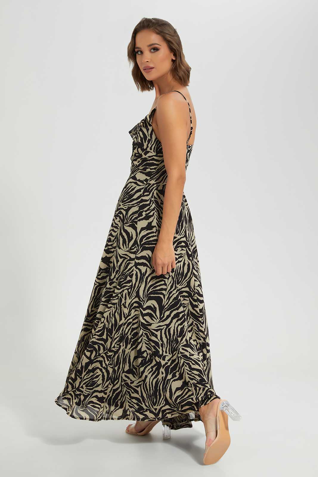 Redtag-Assorted-Strapped-Printed-Dress-With-Front-Ruffles-Category:Dresses,-Colour:Assorted,-Deals:New-In,-Filter:Women's-Clothing,-LEC,-LEC-Dresses,-New-In-LEC-APL,-Non-Sale,-Section:Women,-W22O-Women's-