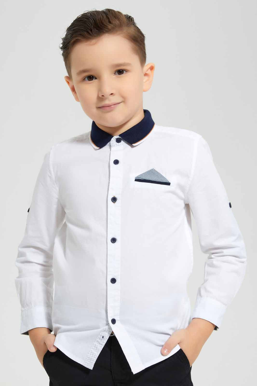 Redtag-White-Kintted-Color-Shirt-BOY-Shirts,-Category:Shirts,-Colour:White,-Deals:New-In,-EID,-Filter:Boys-(2-to-8-Yrs),-New-In-BOY-APL,-Non-Sale,-Section:Boys-(0-to-14Yrs),-W22O-Boys-2 to 8 Years