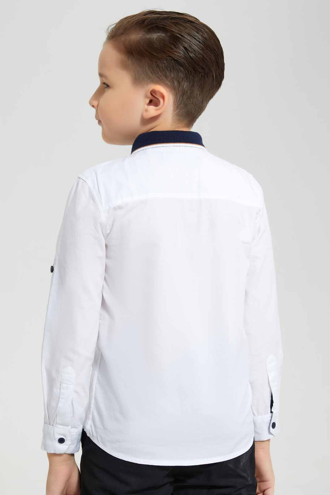 Redtag-White-Kintted-Color-Shirt-BOY-Shirts,-Category:Shirts,-Colour:White,-Deals:New-In,-EID,-Filter:Boys-(2-to-8-Yrs),-New-In-BOY-APL,-Non-Sale,-Section:Boys-(0-to-14Yrs),-W22O-Boys-2 to 8 Years