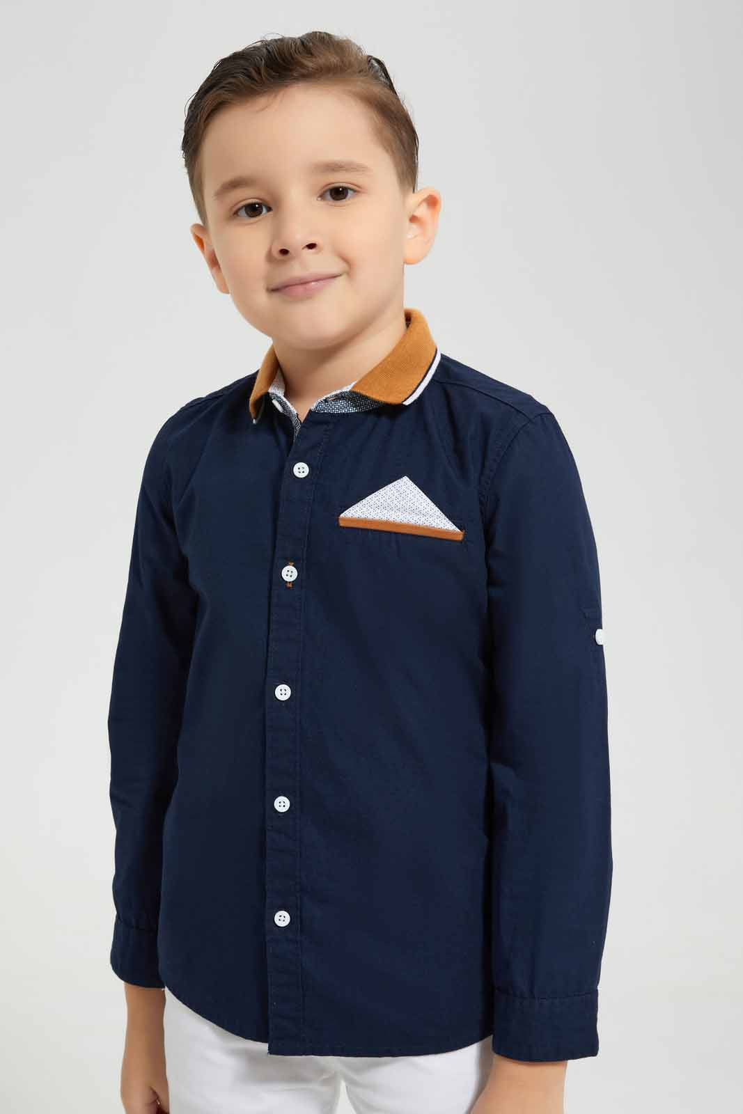 Redtag-Navy-Kintted-Color-Shirt-BOY-Shirts,-Category:Shirts,-Colour:Navy,-Deals:New-In,-EID,-Filter:Boys-(2-to-8-Yrs),-New-In-BOY-APL,-Non-Sale,-Section:Boys-(0-to-14Yrs),-W22O-Boys-2 to 8 Years